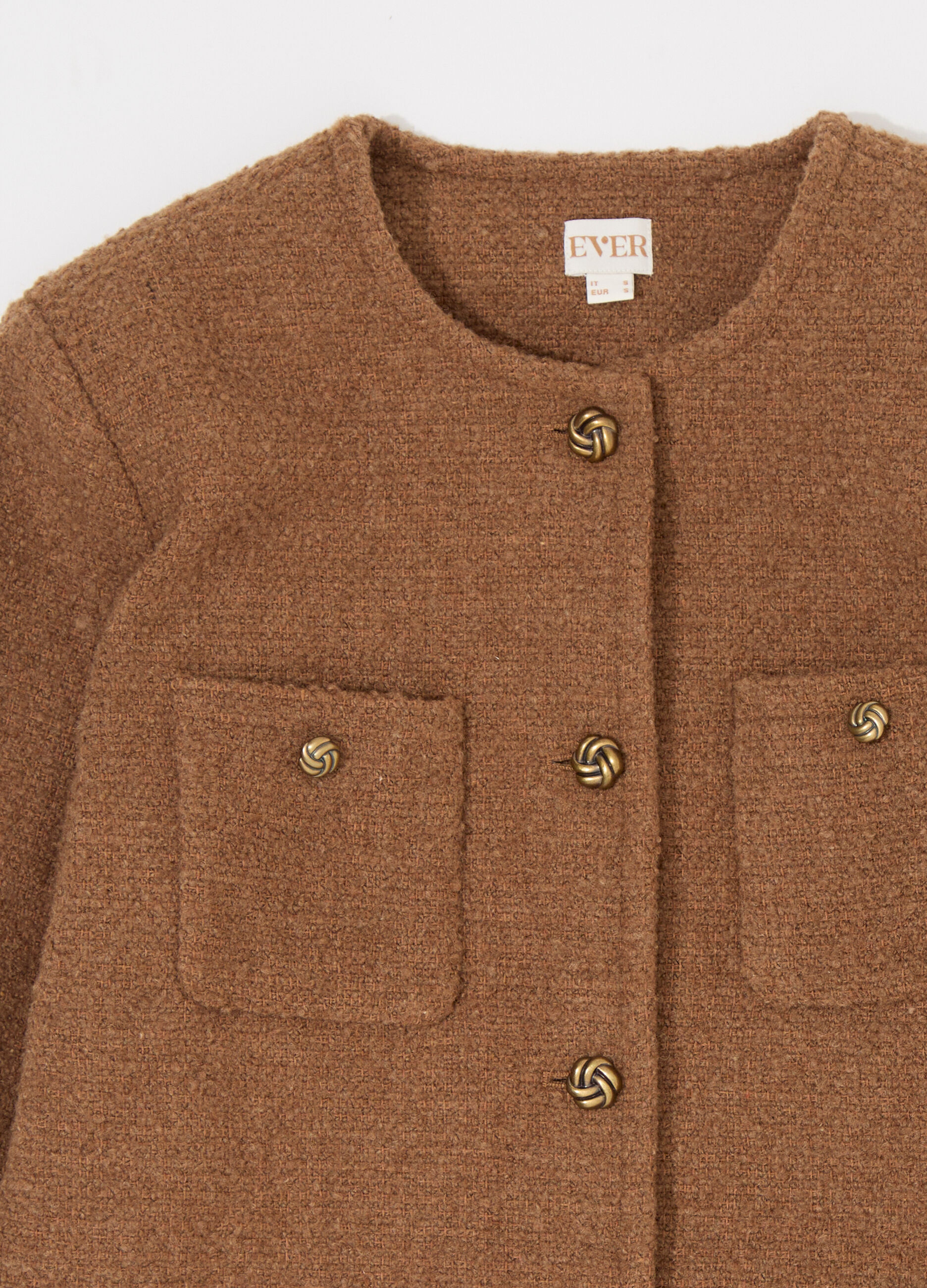 Cappotto corto in bouclé misto lana donna_6