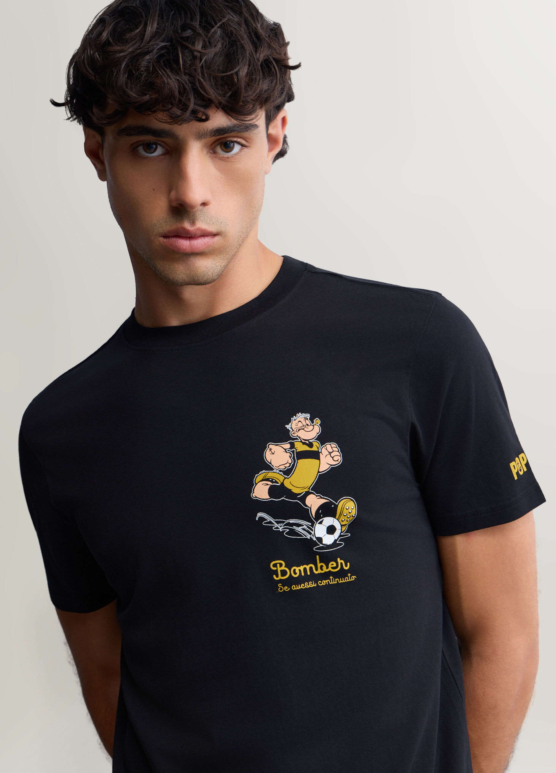 T-shirt girocollo in cotone con stampa Braccio di ferro uomo_2