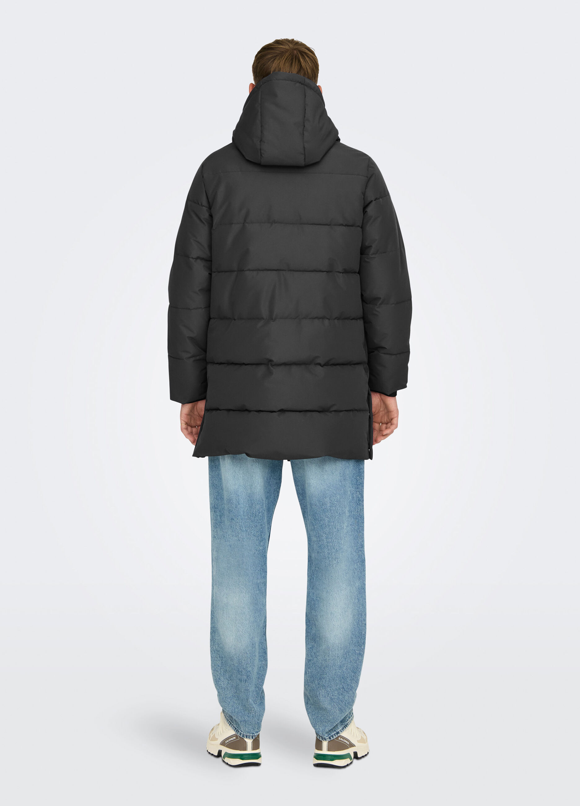 Parka lungo imbottito in tessuto tecnico uomo_3