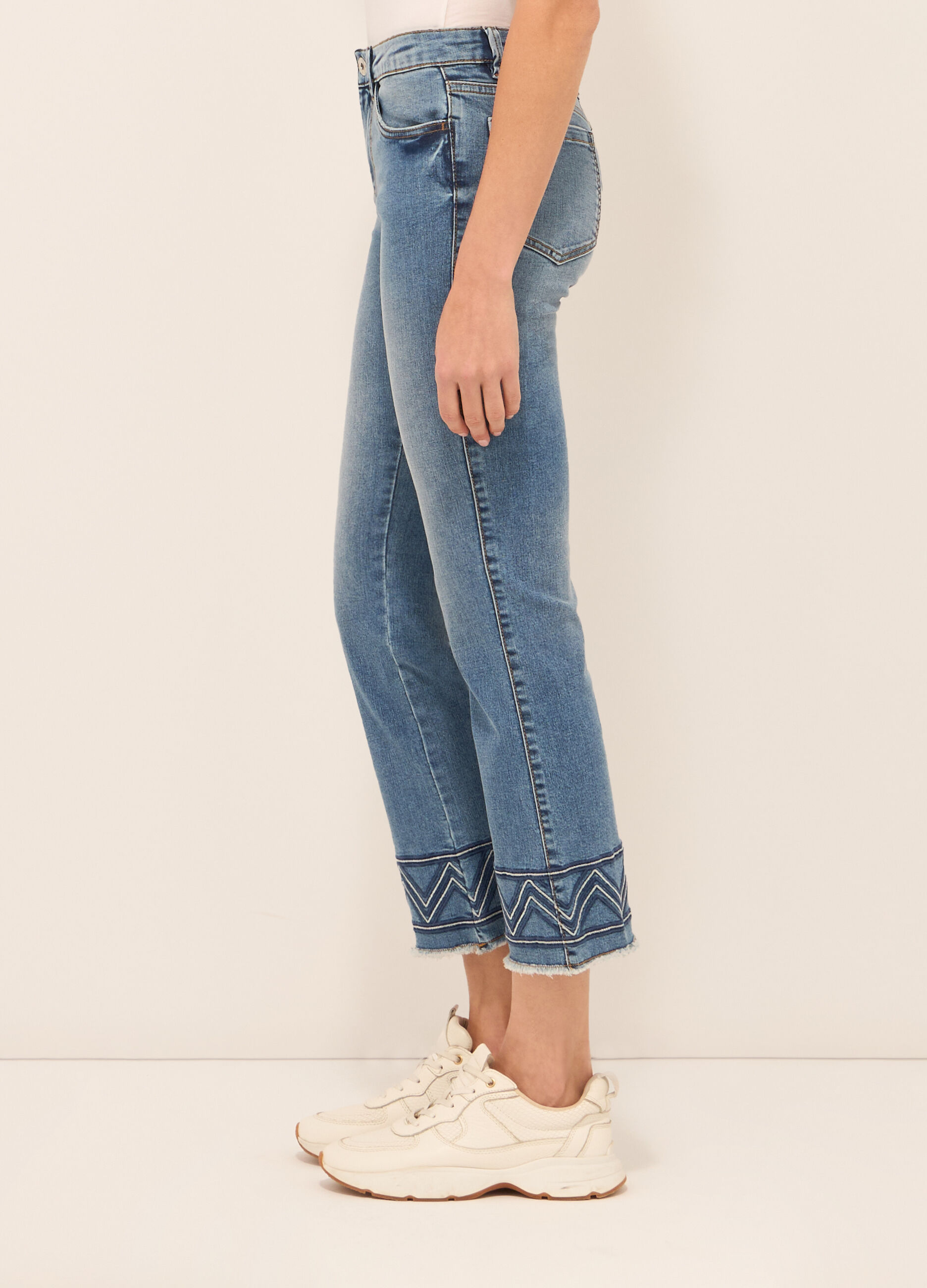 Pantaloni in denim misto cotone donna_2