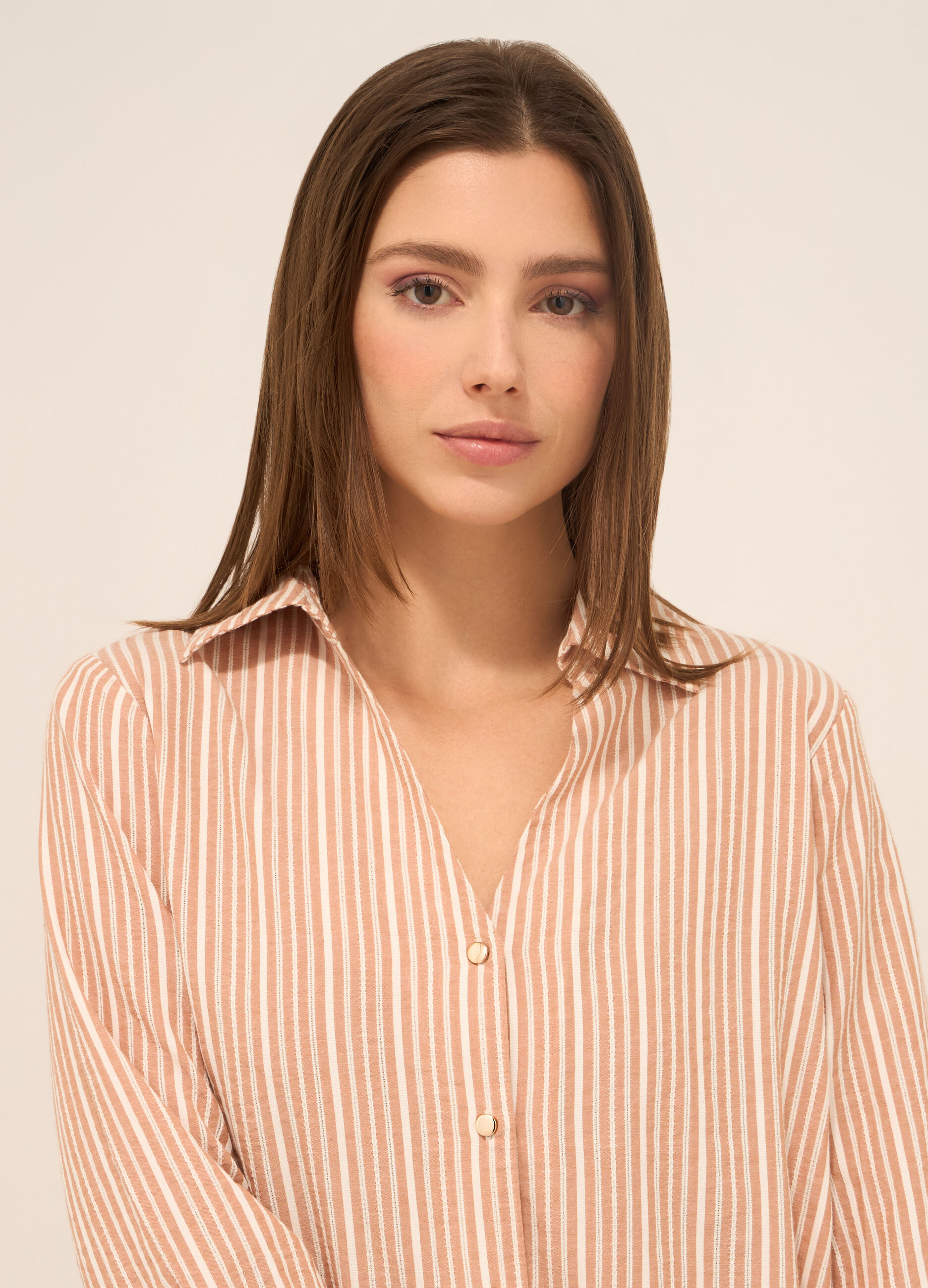 Camicia a righe in puro cotone donna_2