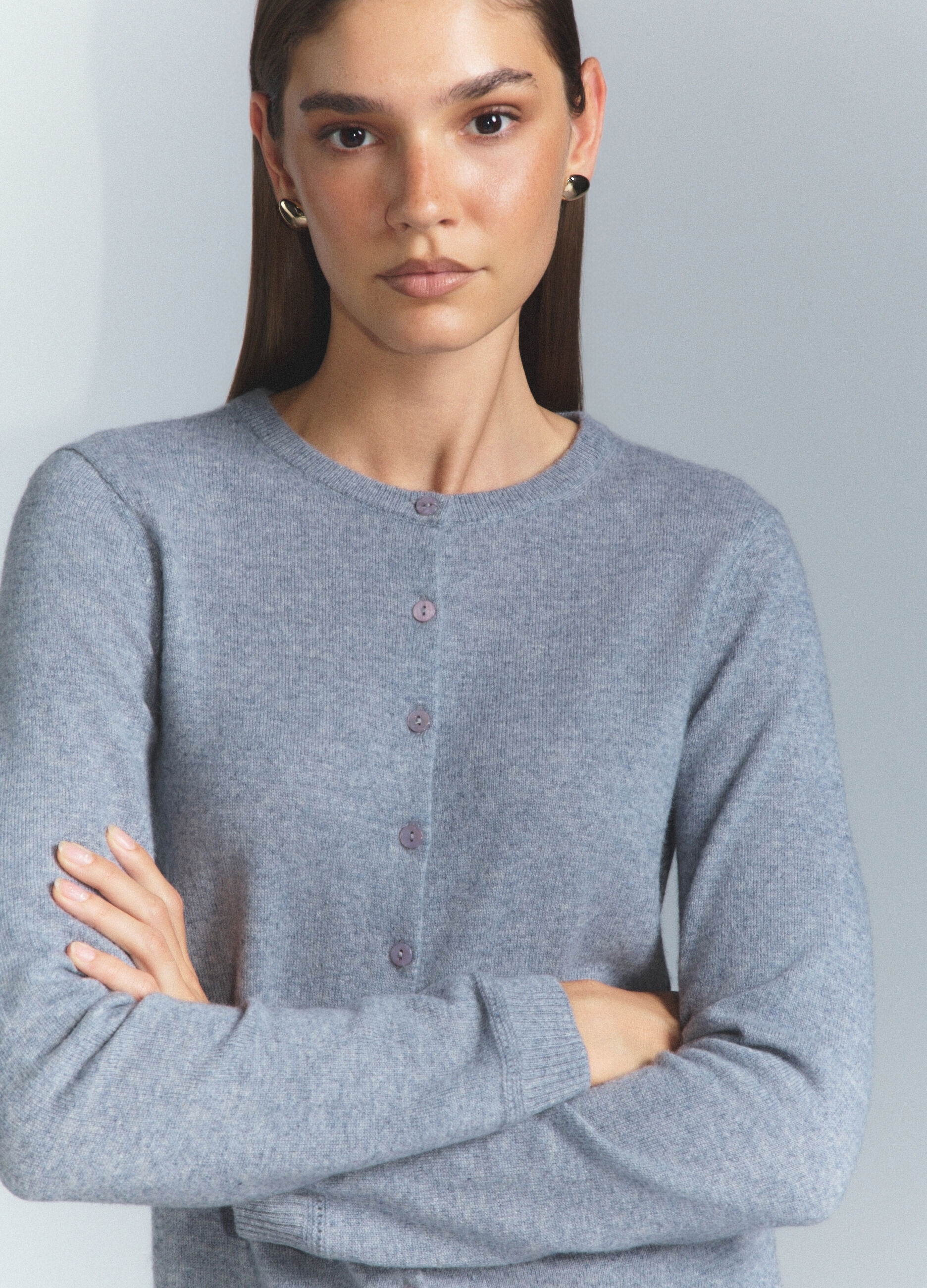Cardigan girocollo in puro cashmere donna_4