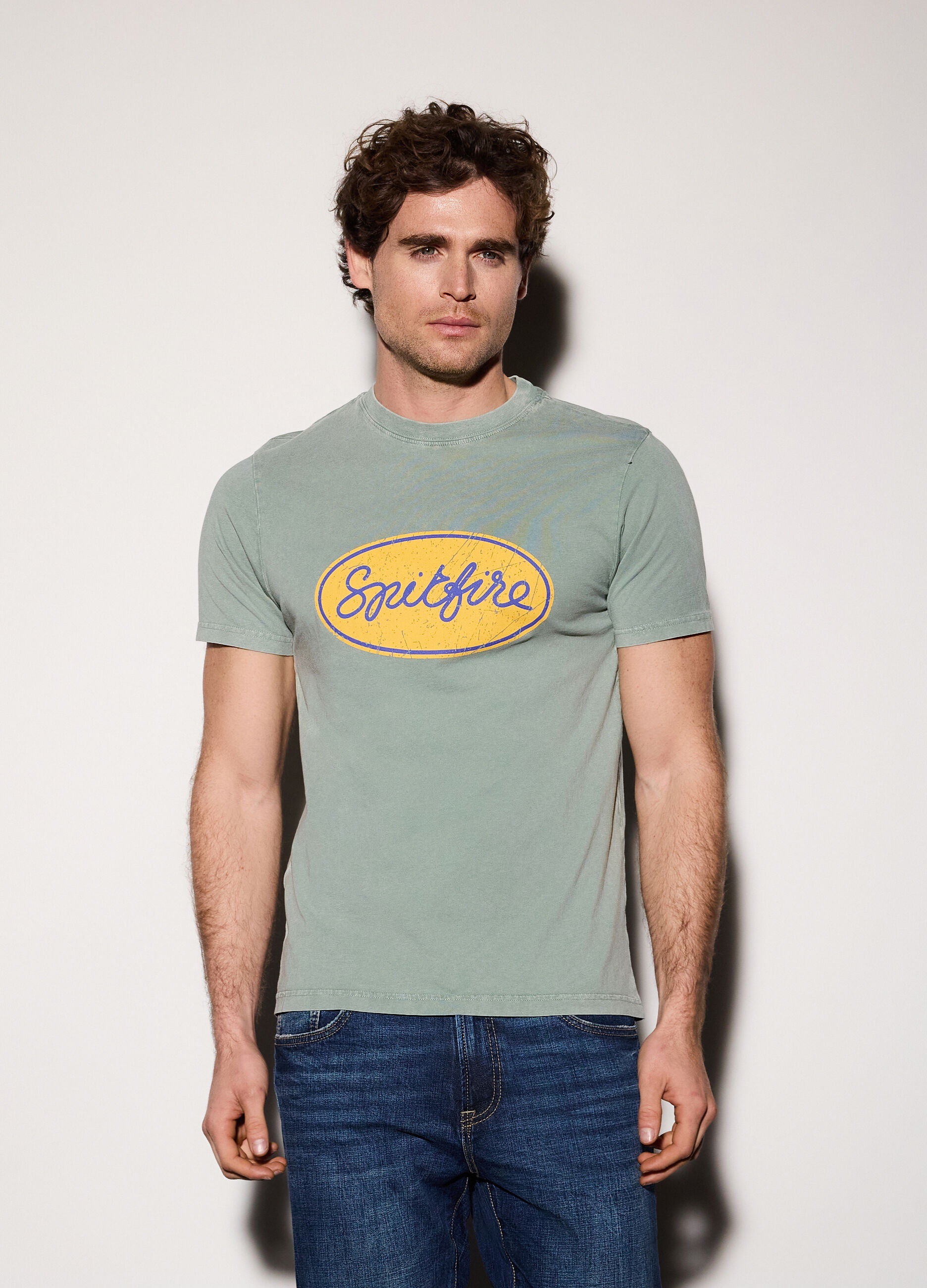 T-shirt in jersey di cotone con stampa uomo_0