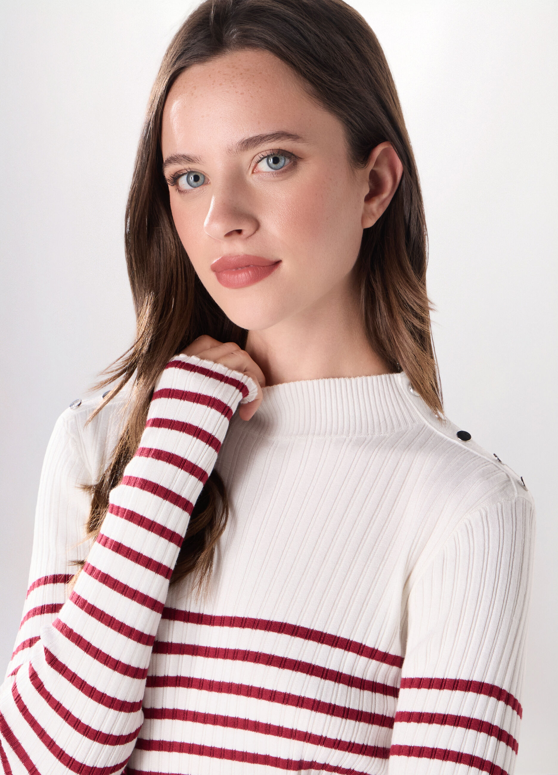 T-shirt in costina misto viscosa donna_2