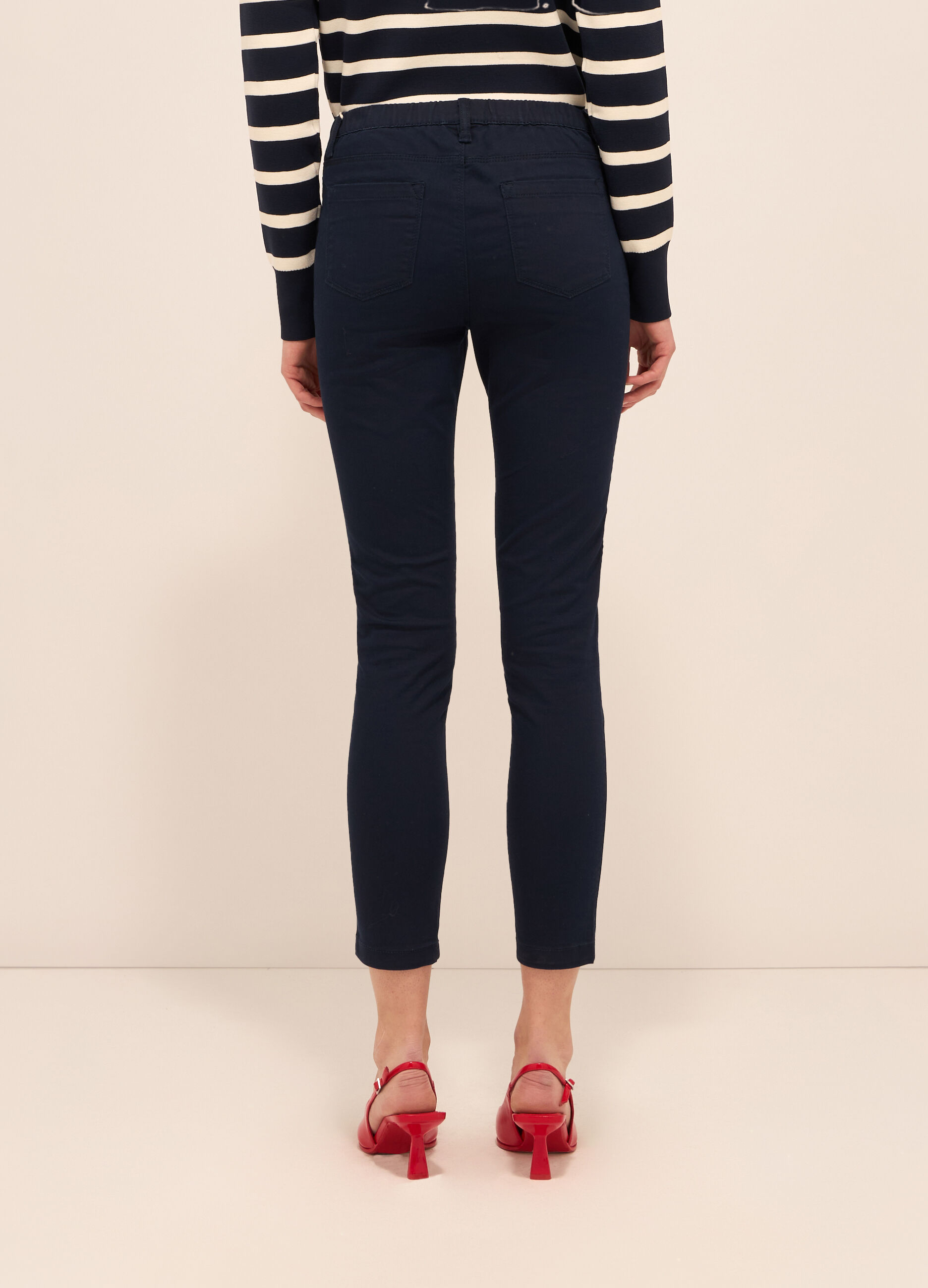 Jeggings in twill di misto cotone donna_1