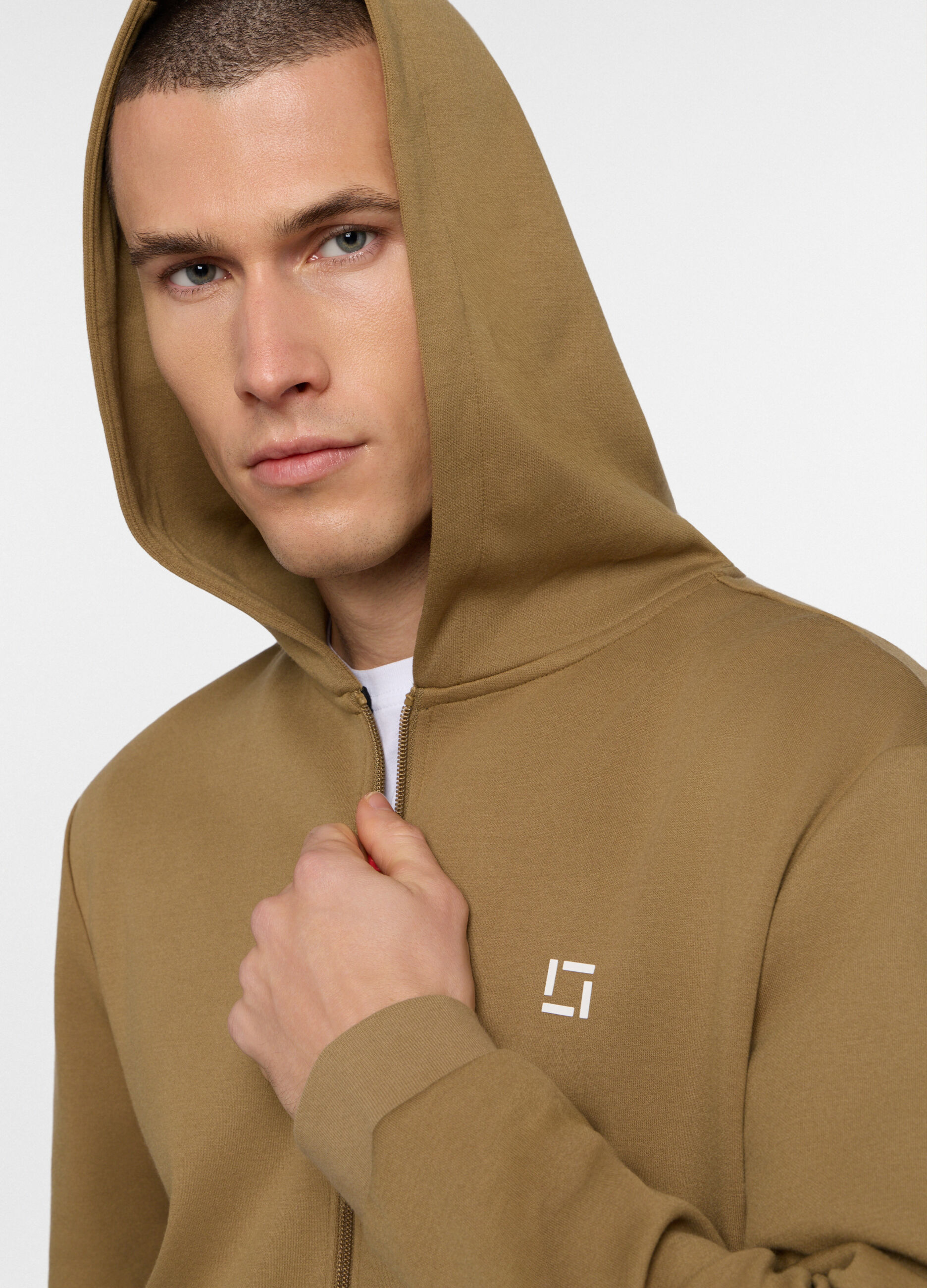 Felpa con cappuccio in interlock misto cotone uomo_2