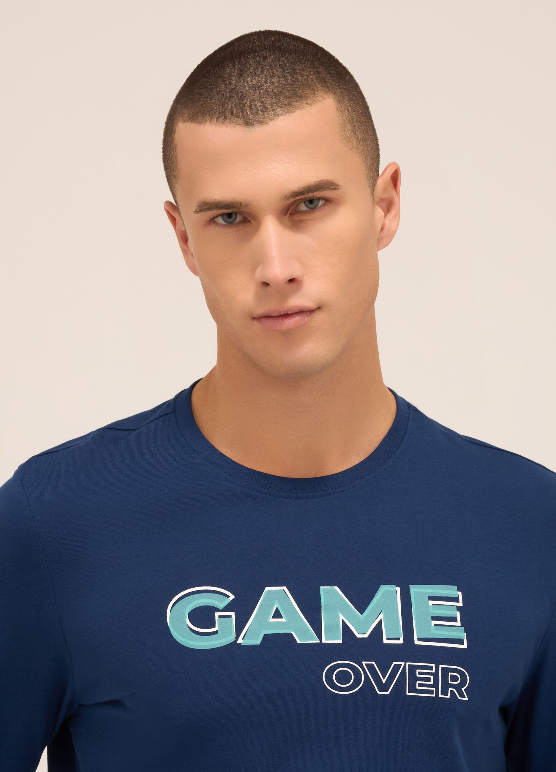 T-shirt pigiama a maniche lunghe con stampa uomo_2
