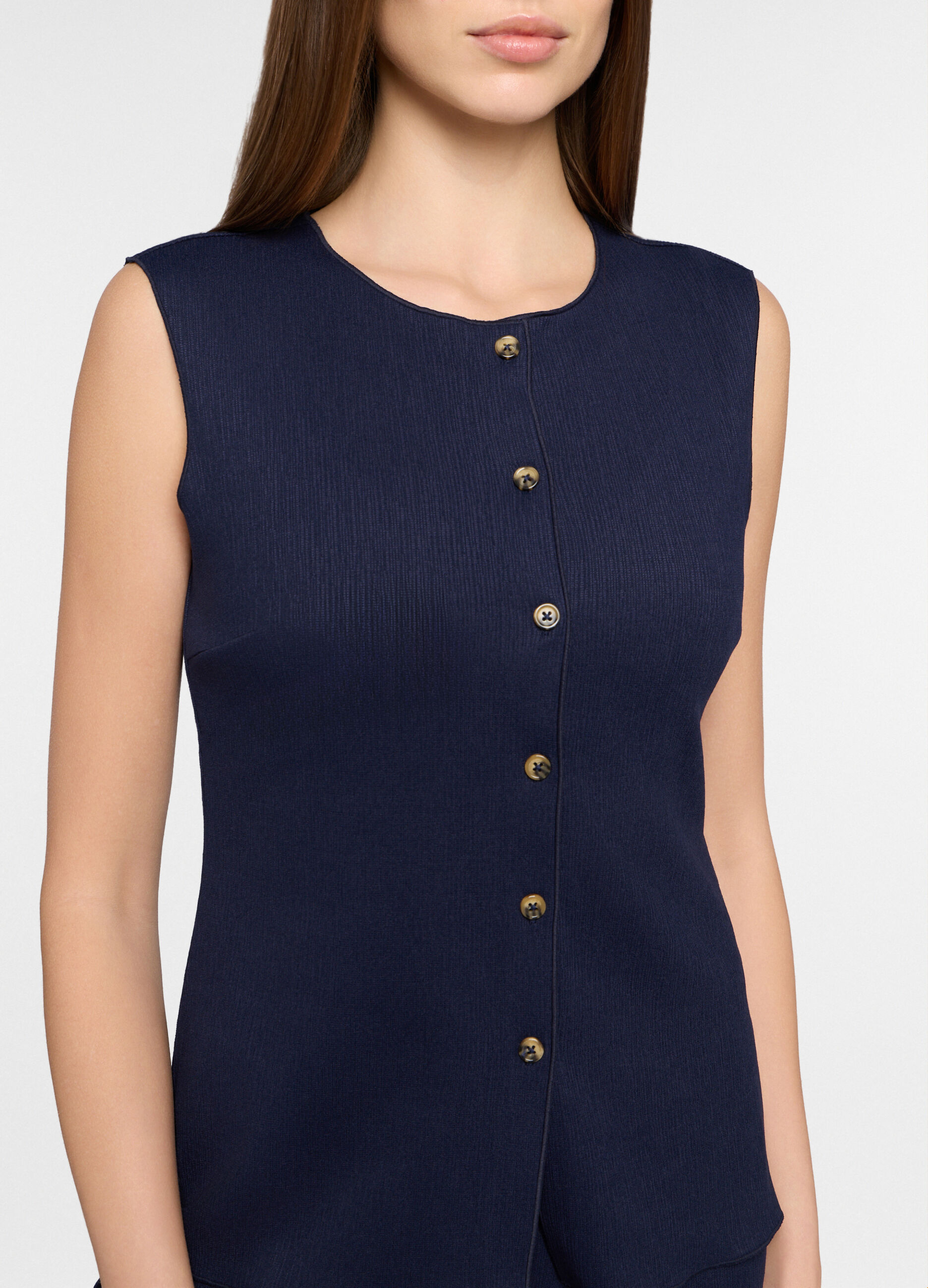 Gilet crinkle in maglia stretch donna_2