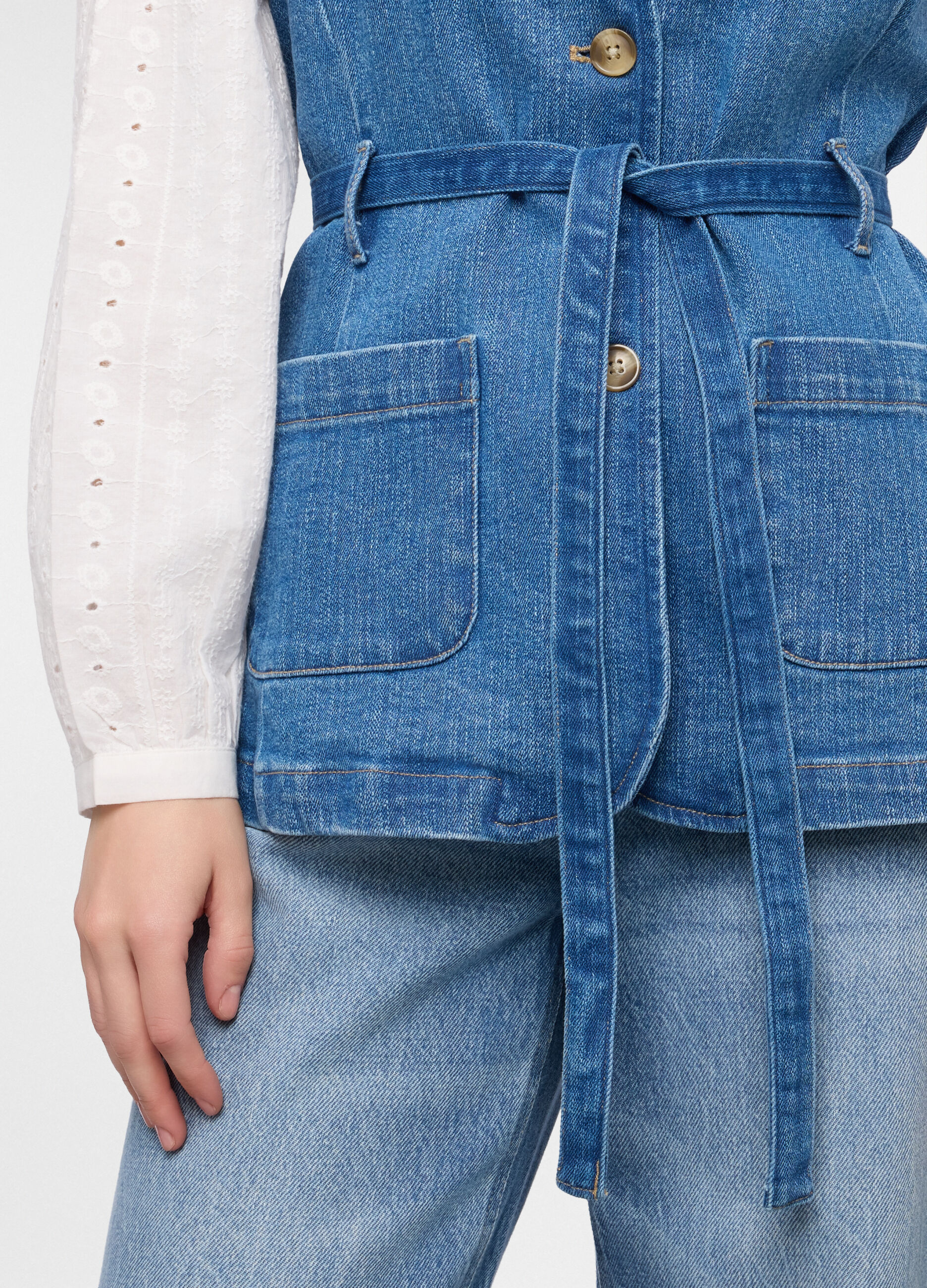 Gilet in denim misto cotone donna_2