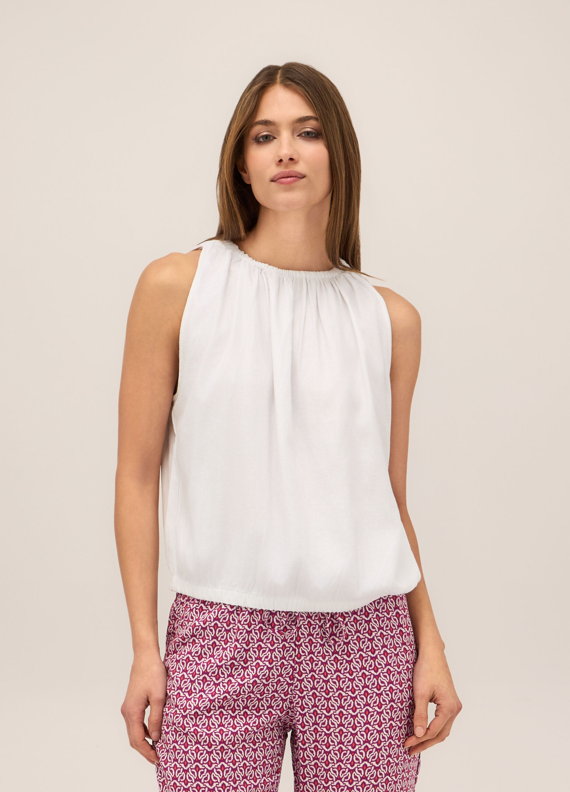 Blusa in misto lino donna_0
