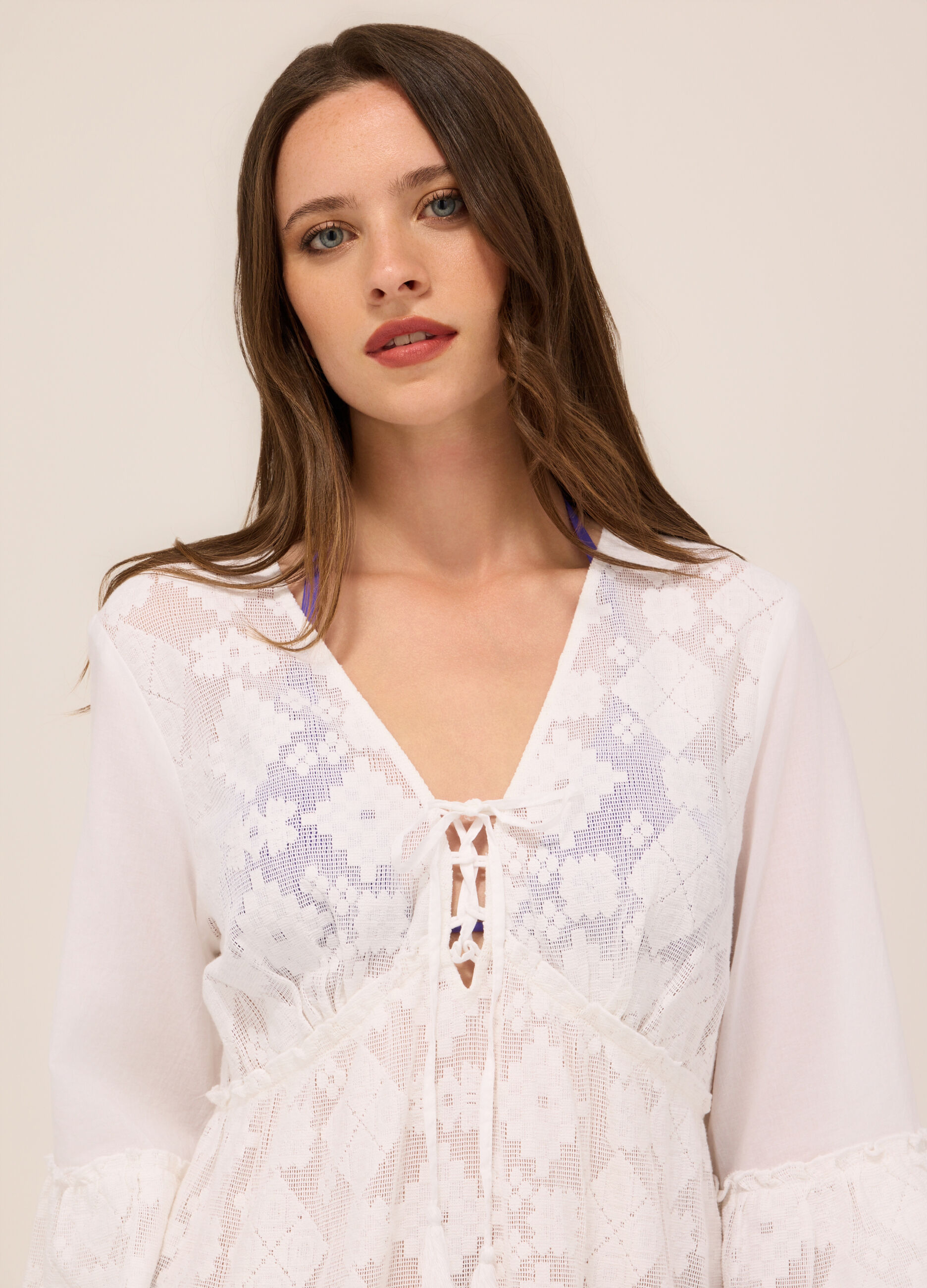 Copricostume a balze misto cotone donna_2