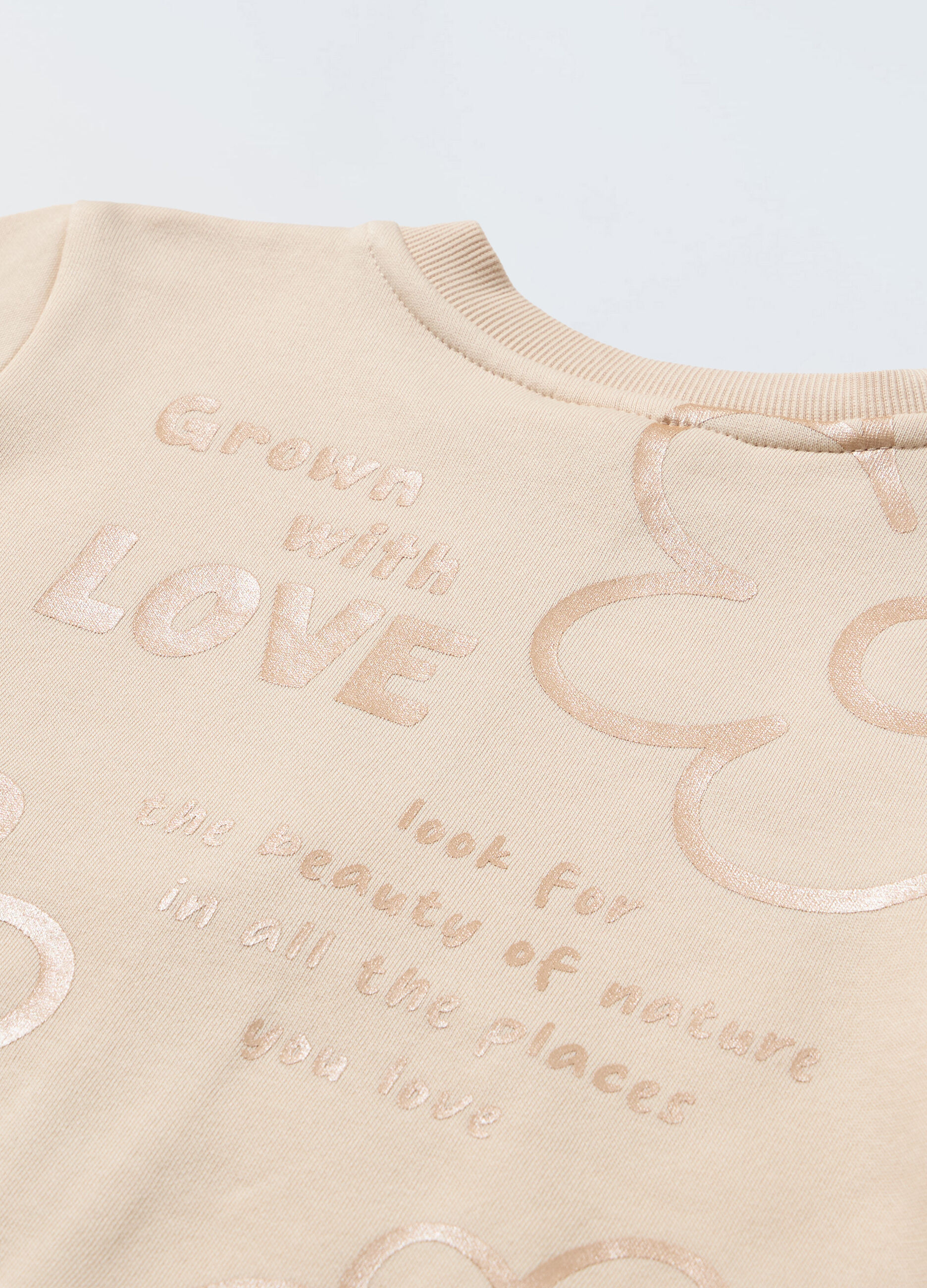 Felpa a girocollo con zip in misto cotone bambina_1