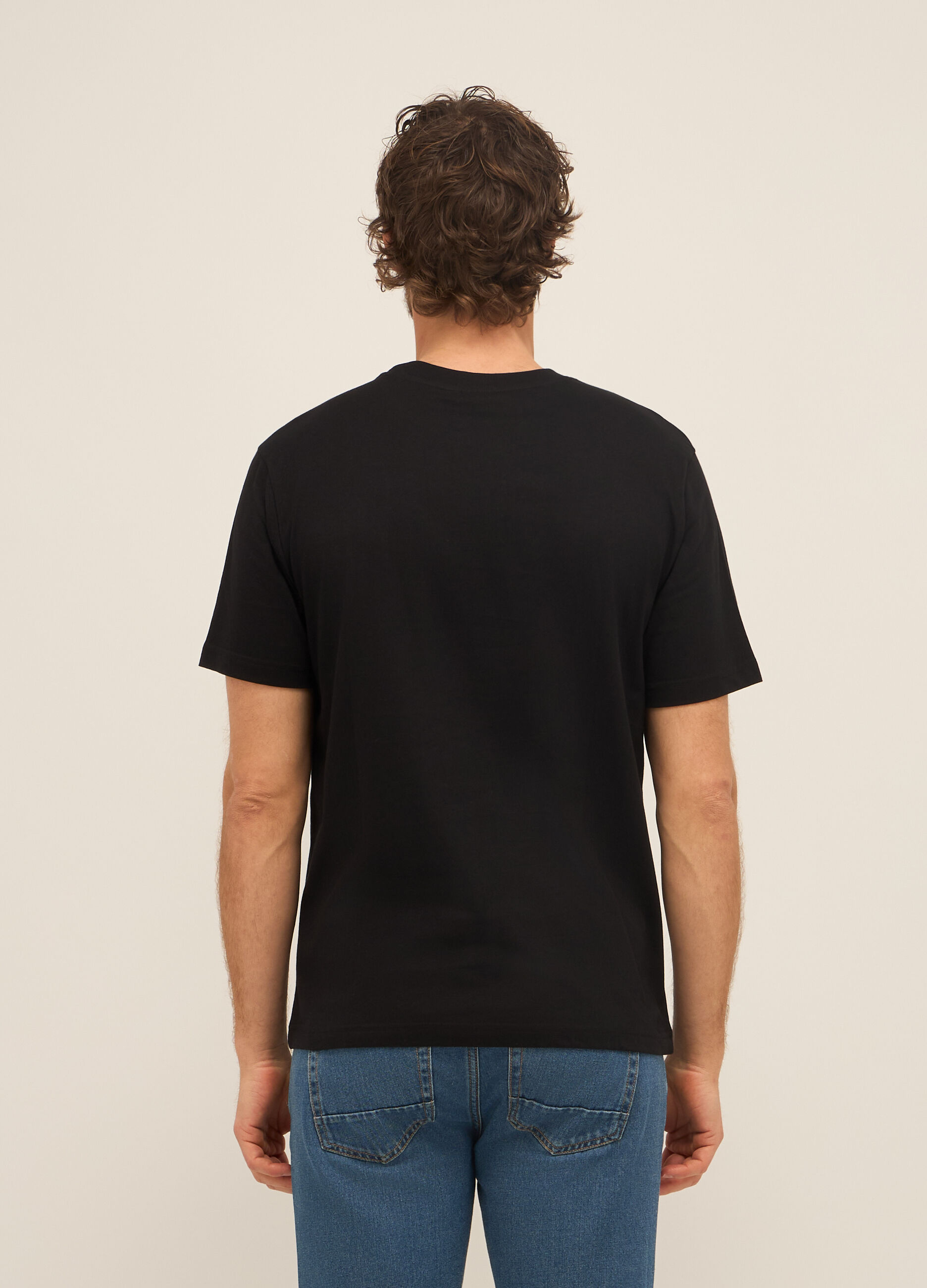 T-shirt girocollo in cotone con stampa uomo_1