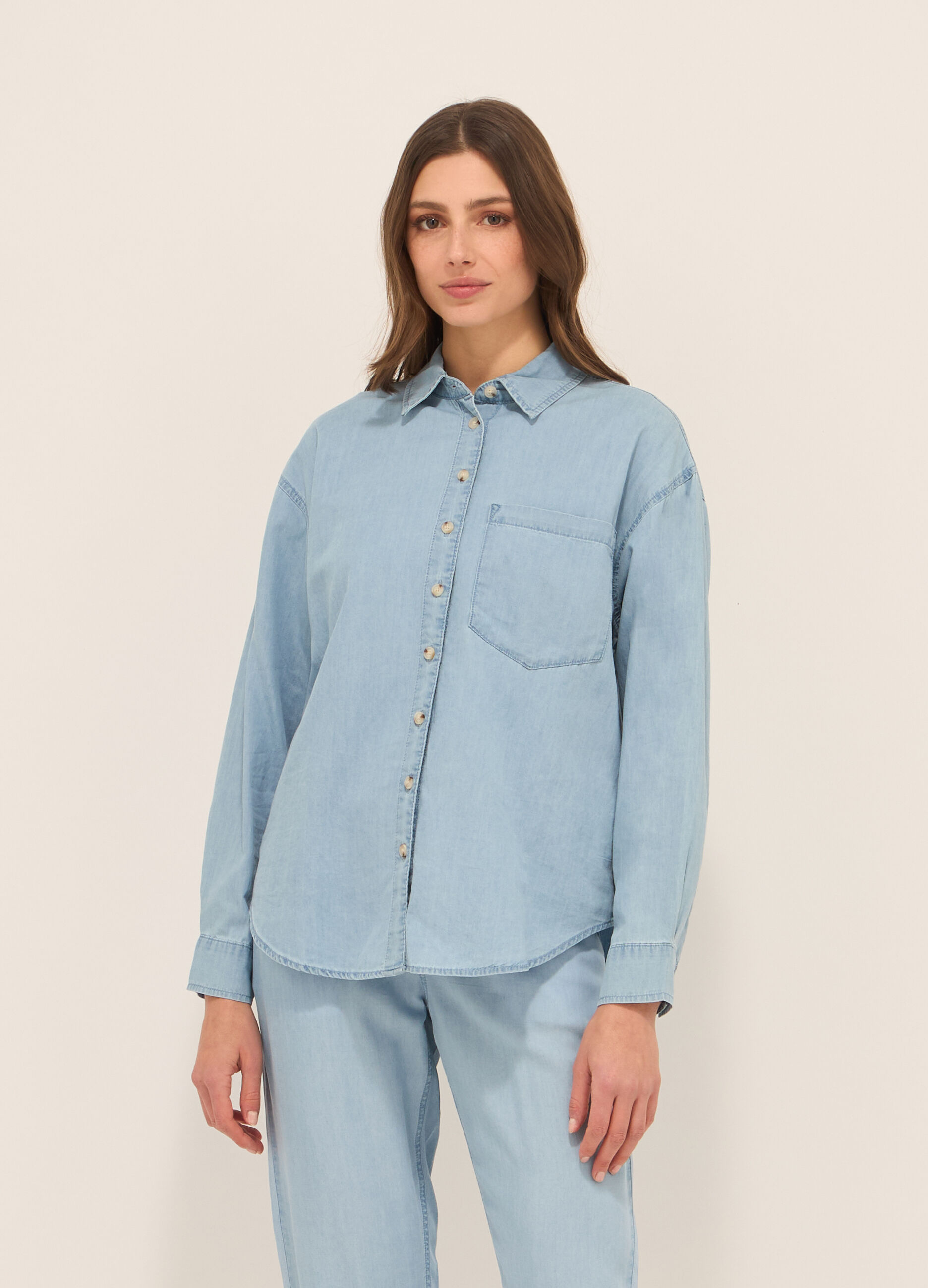 Camicia in popeline di puro cotone donna_0