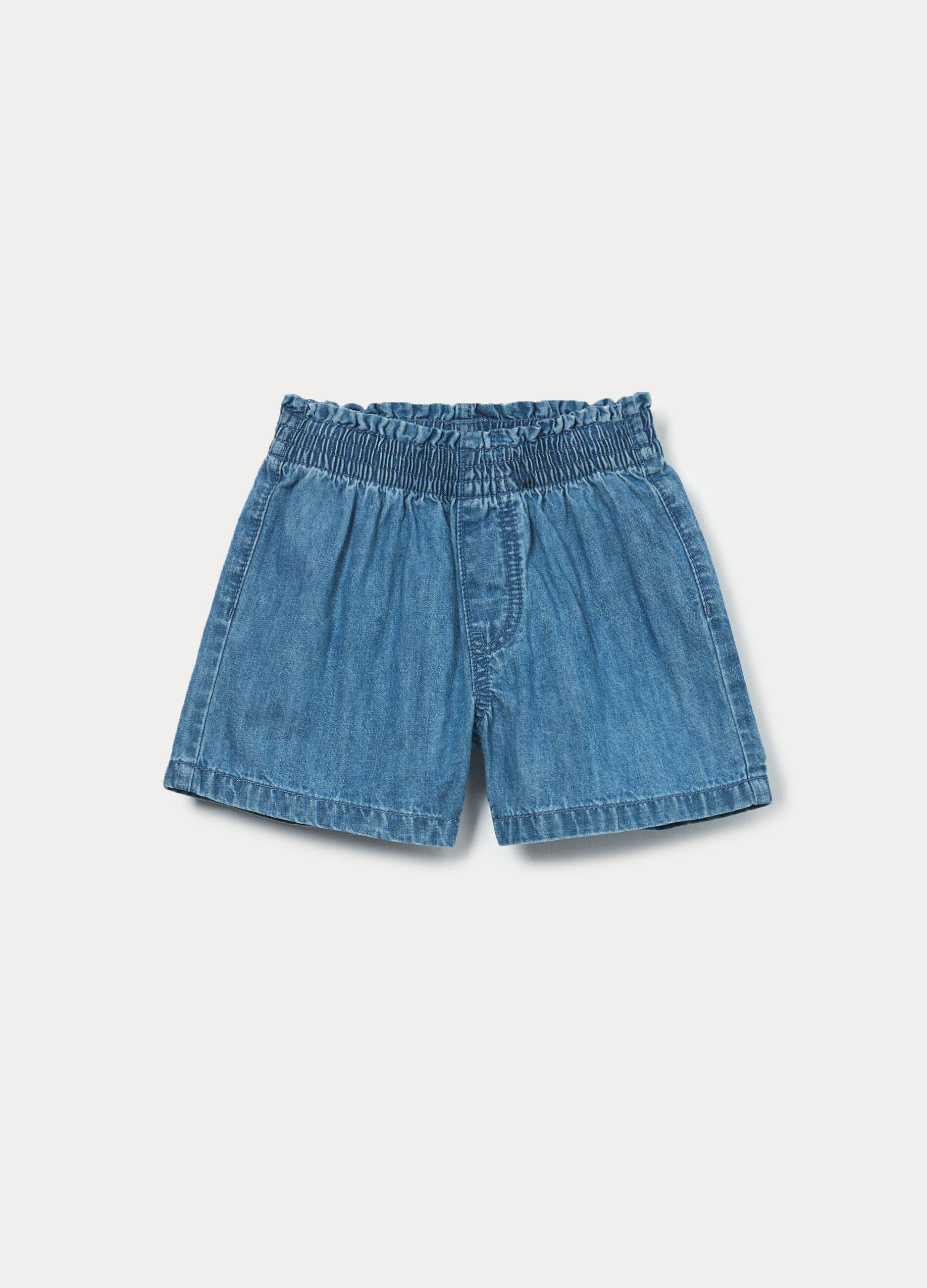 Shorts in denim di puro cotone bambina_0