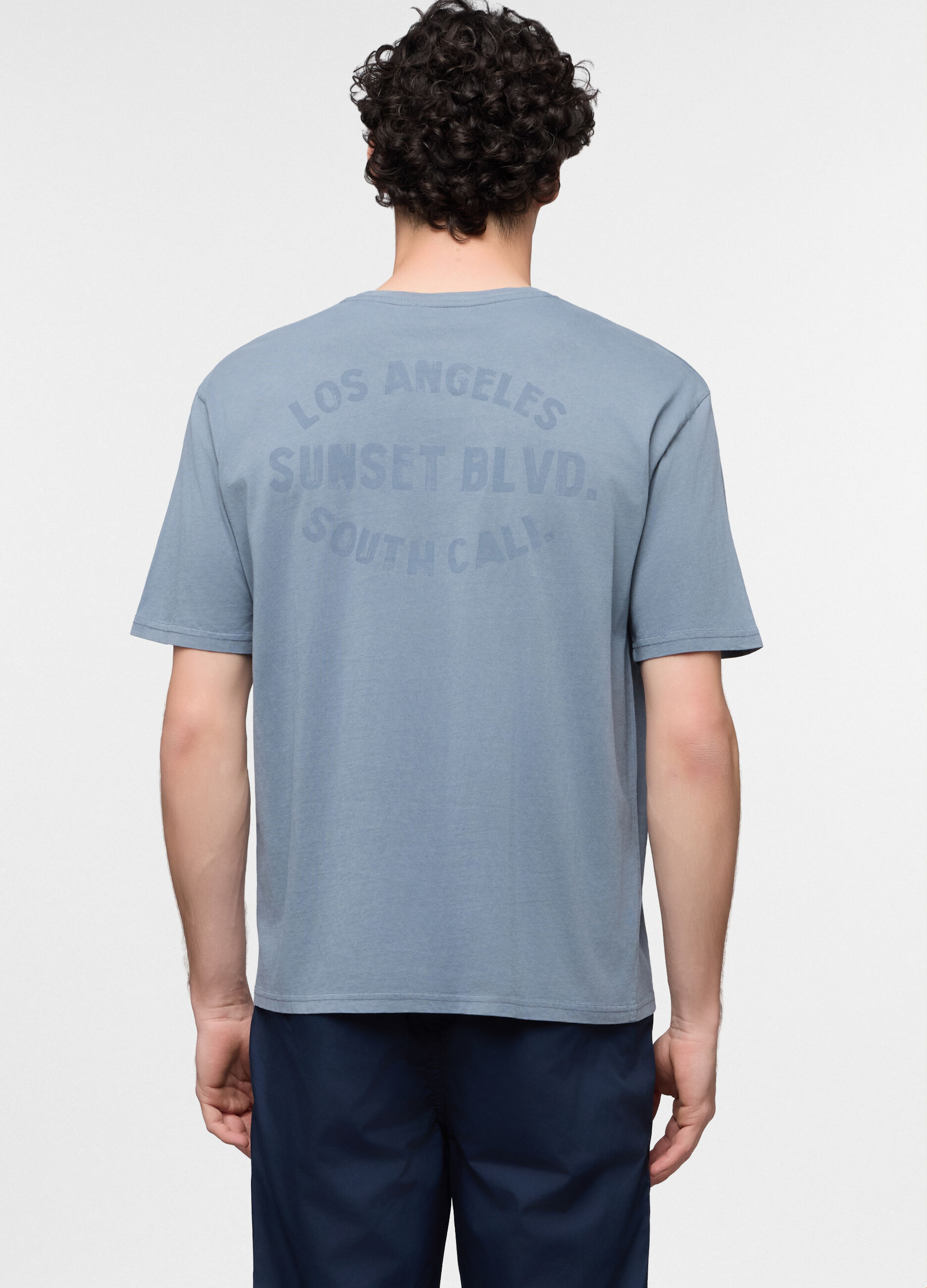 T-shirt girocollo in cotone con stampa uomo_1