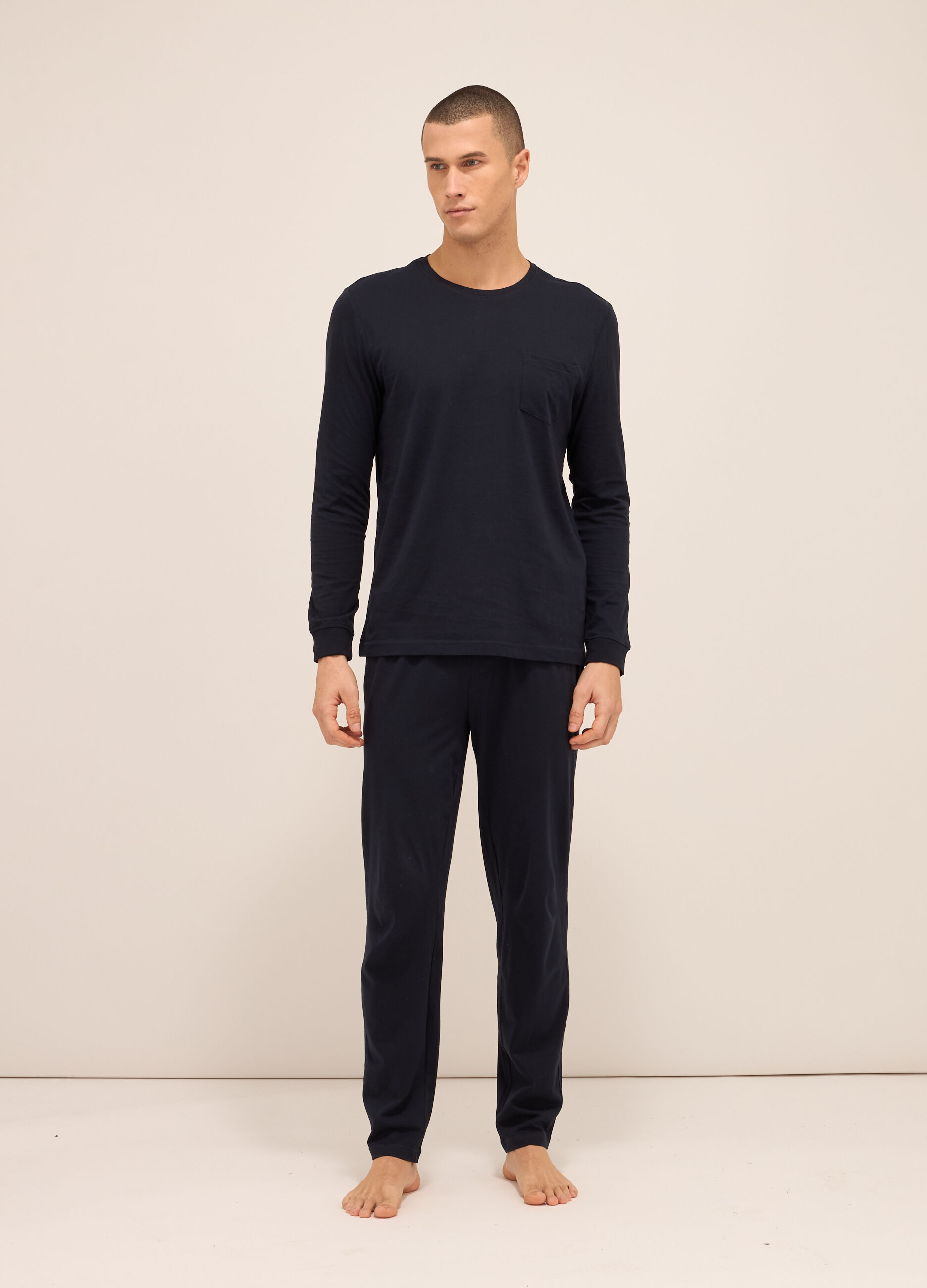 Maglia del pigiama in jersey di puro cotone uomo_0