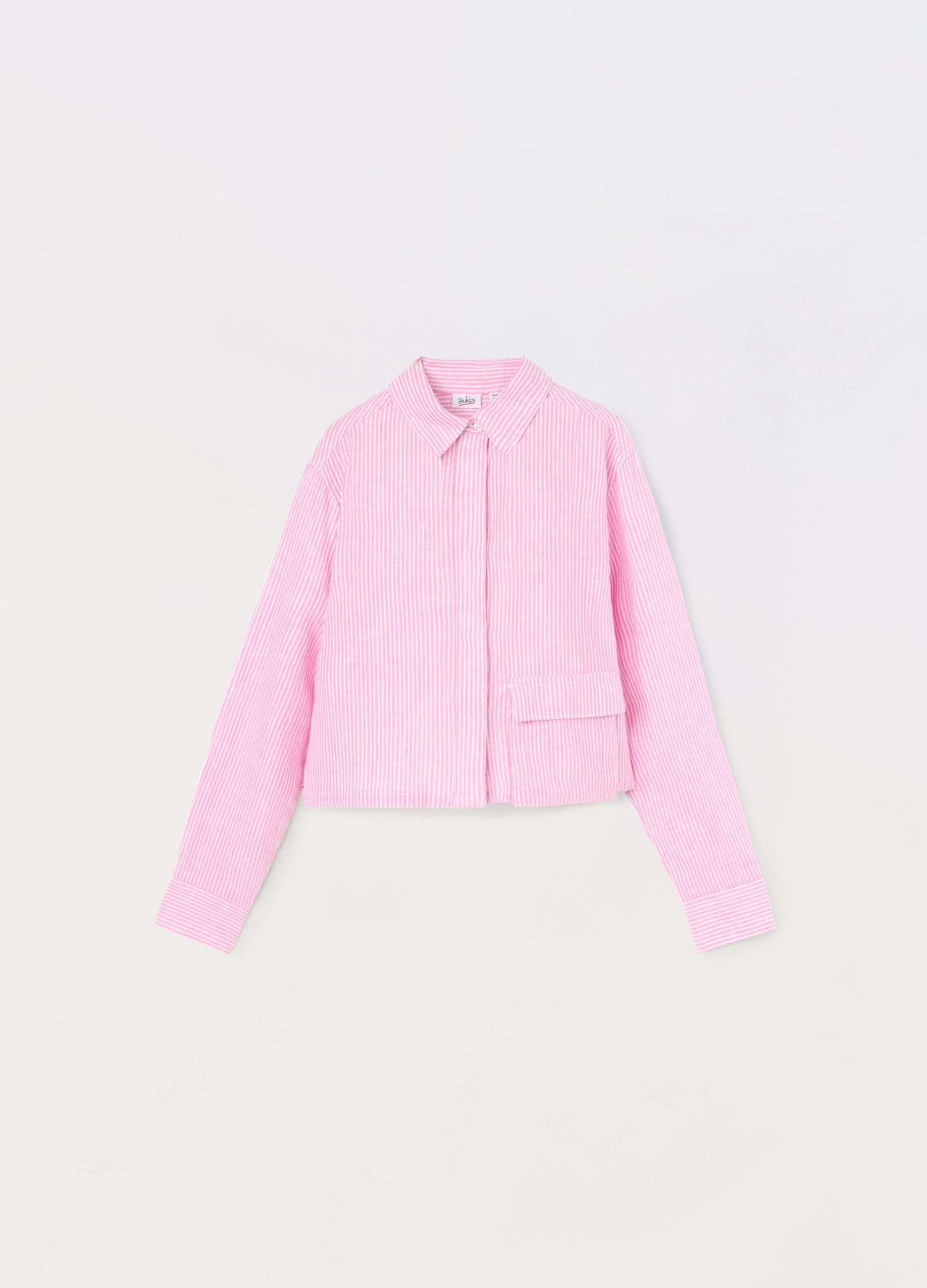 Camicia misto lino a righe ragazza_0
