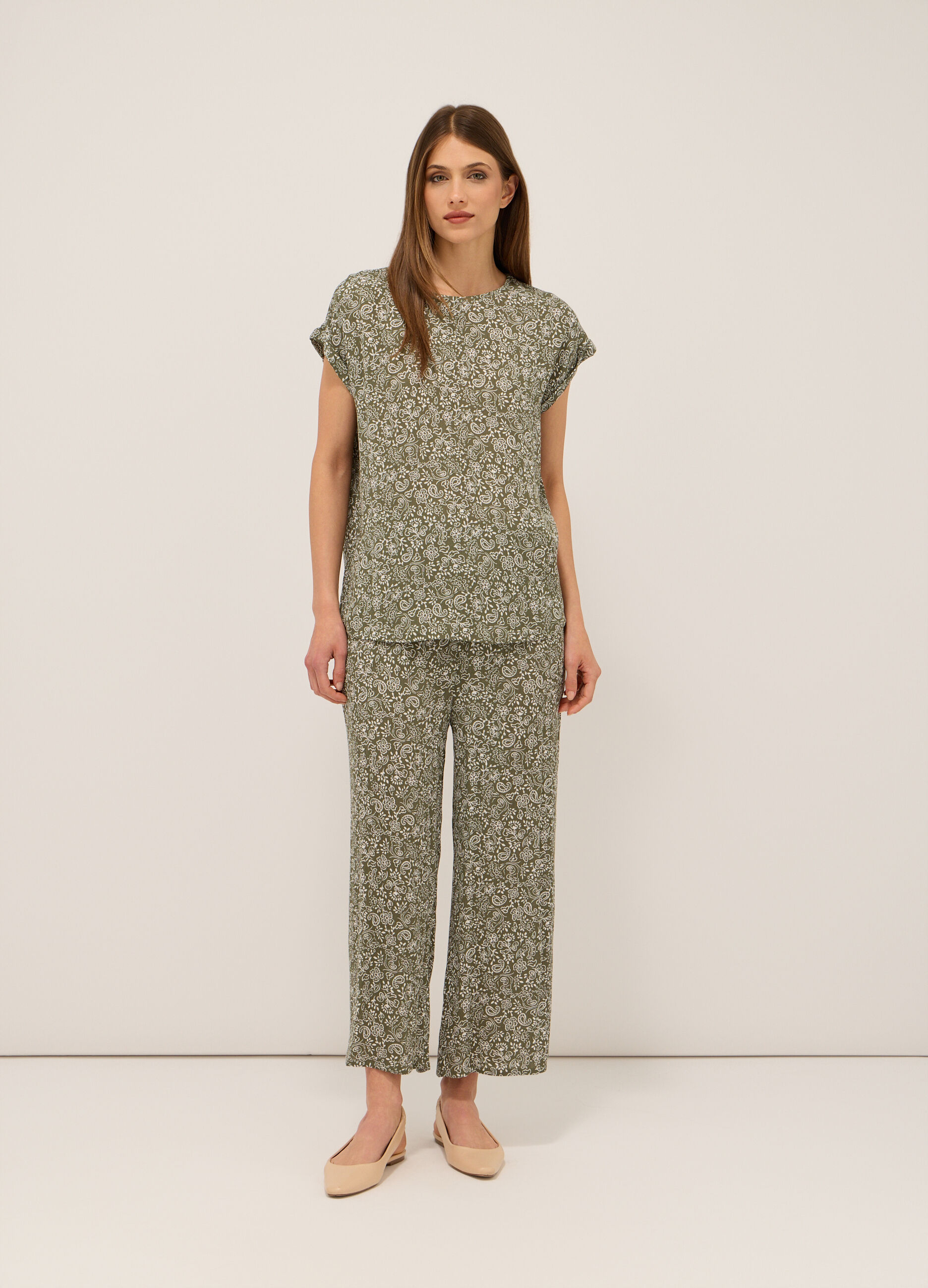 Pantaloni in pura viscosa creponne donna_0