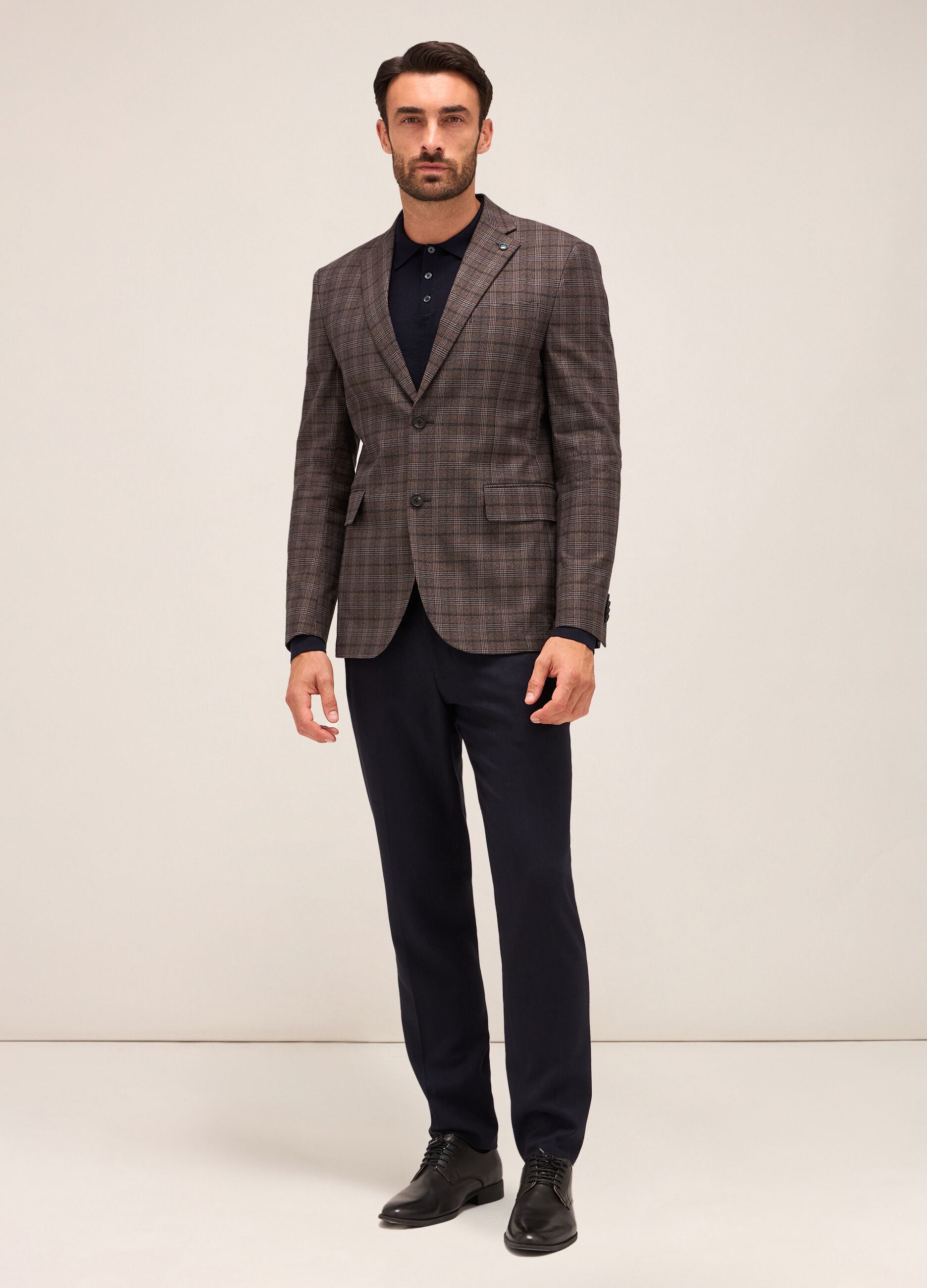 Blazer in cotone stretch a quadri uomo