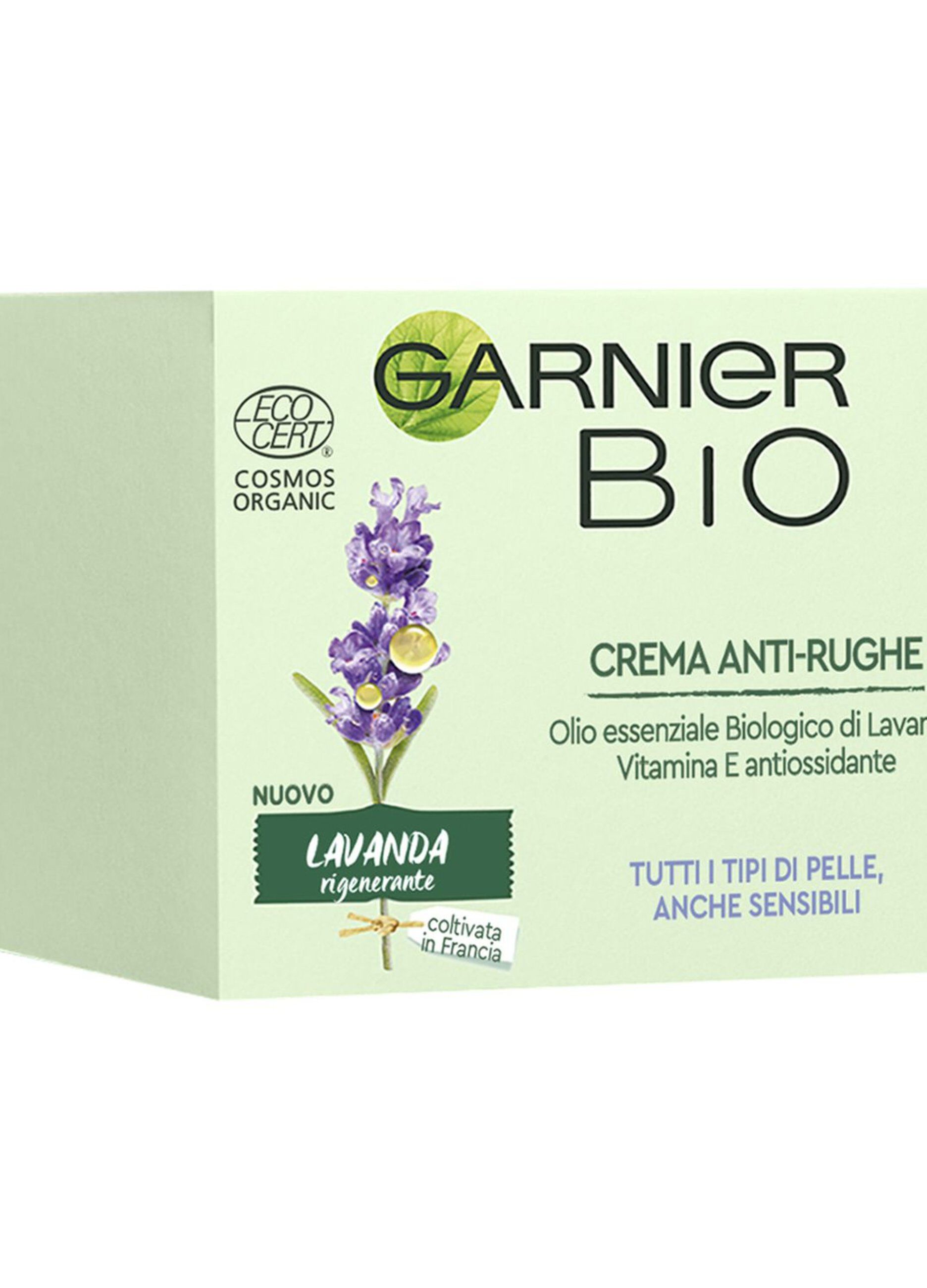 Garnier Bio Crema Viso Anti-rughe Lavanda Rigenerante, Crema Viso Anti-età Anti-rughe, Formula alla Lavanda, 50 ml.