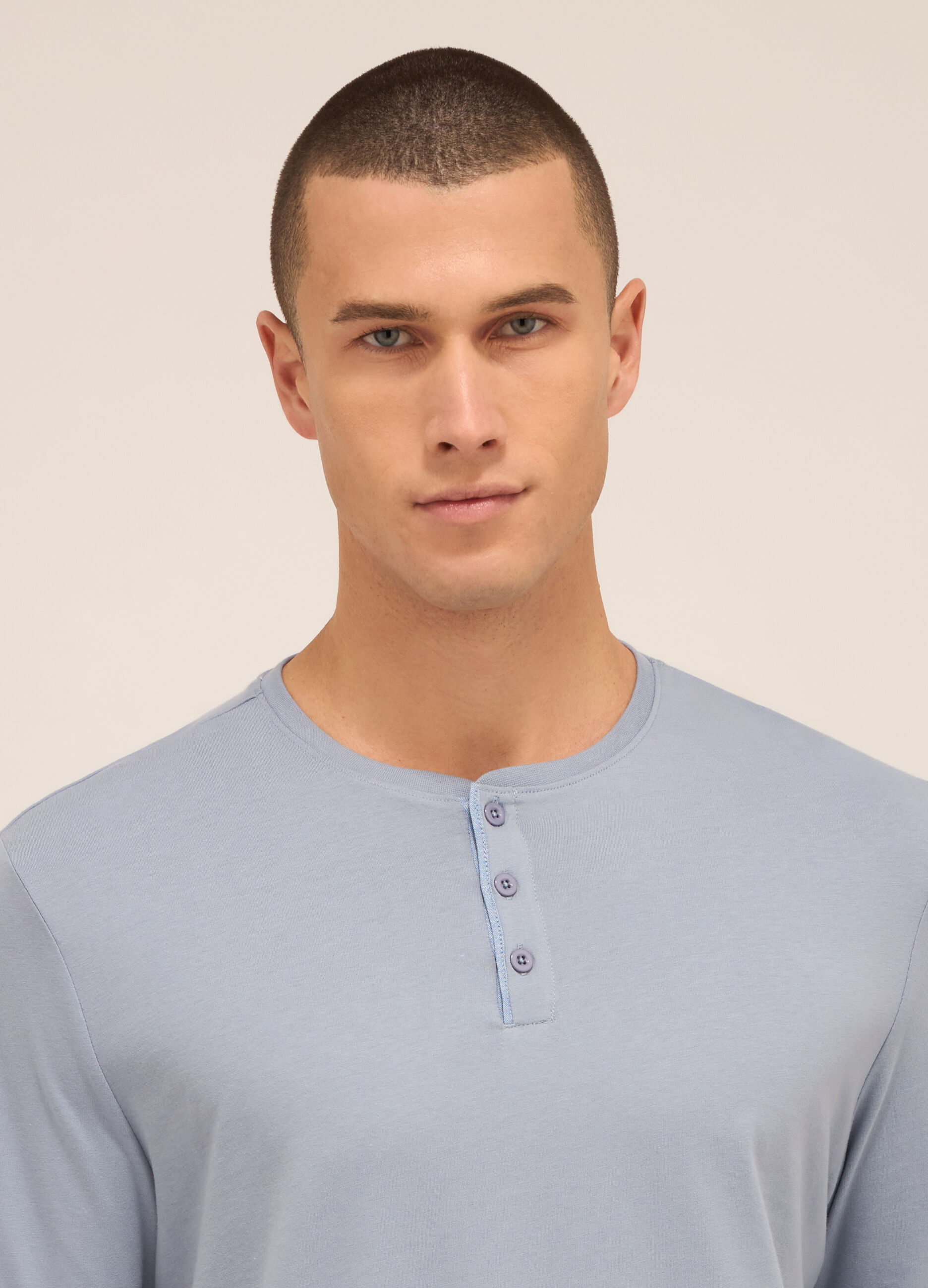 Maglia del pigiama a serafino in jersey di cotone uomo_2