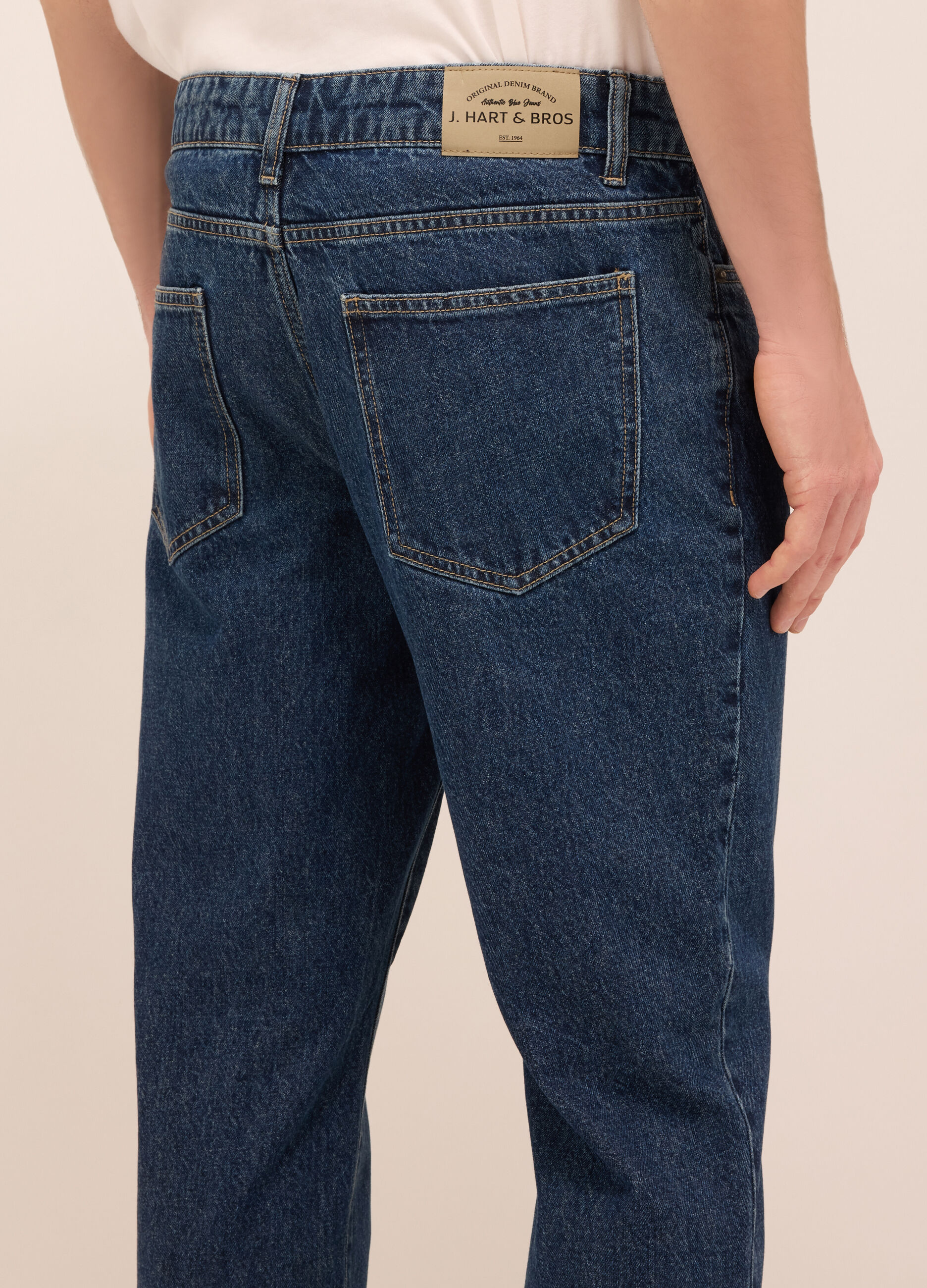 Jeans 5 tasche regular fit in denim di puro cotone uomo_3