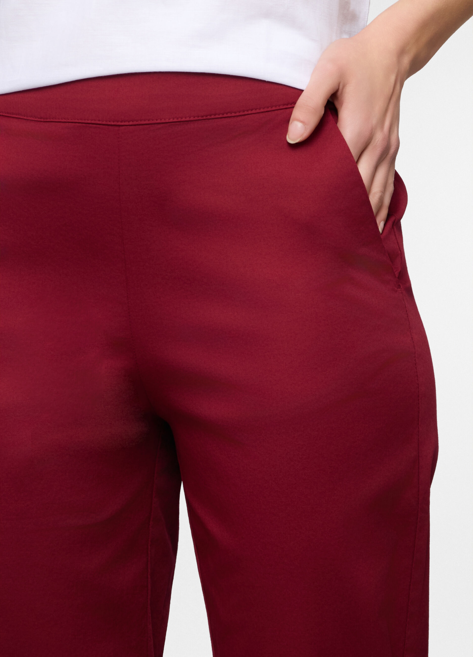 Pantaloni Fit Straight in twill di cotone stretch donna_2