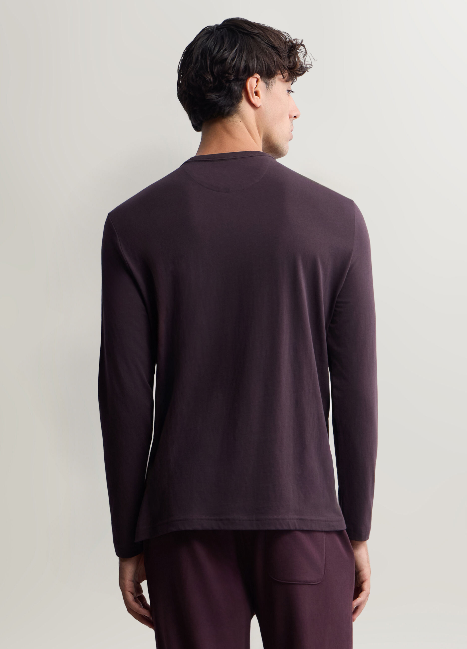 Maglia girocollo a maniche lunghe in cotone uomo_1