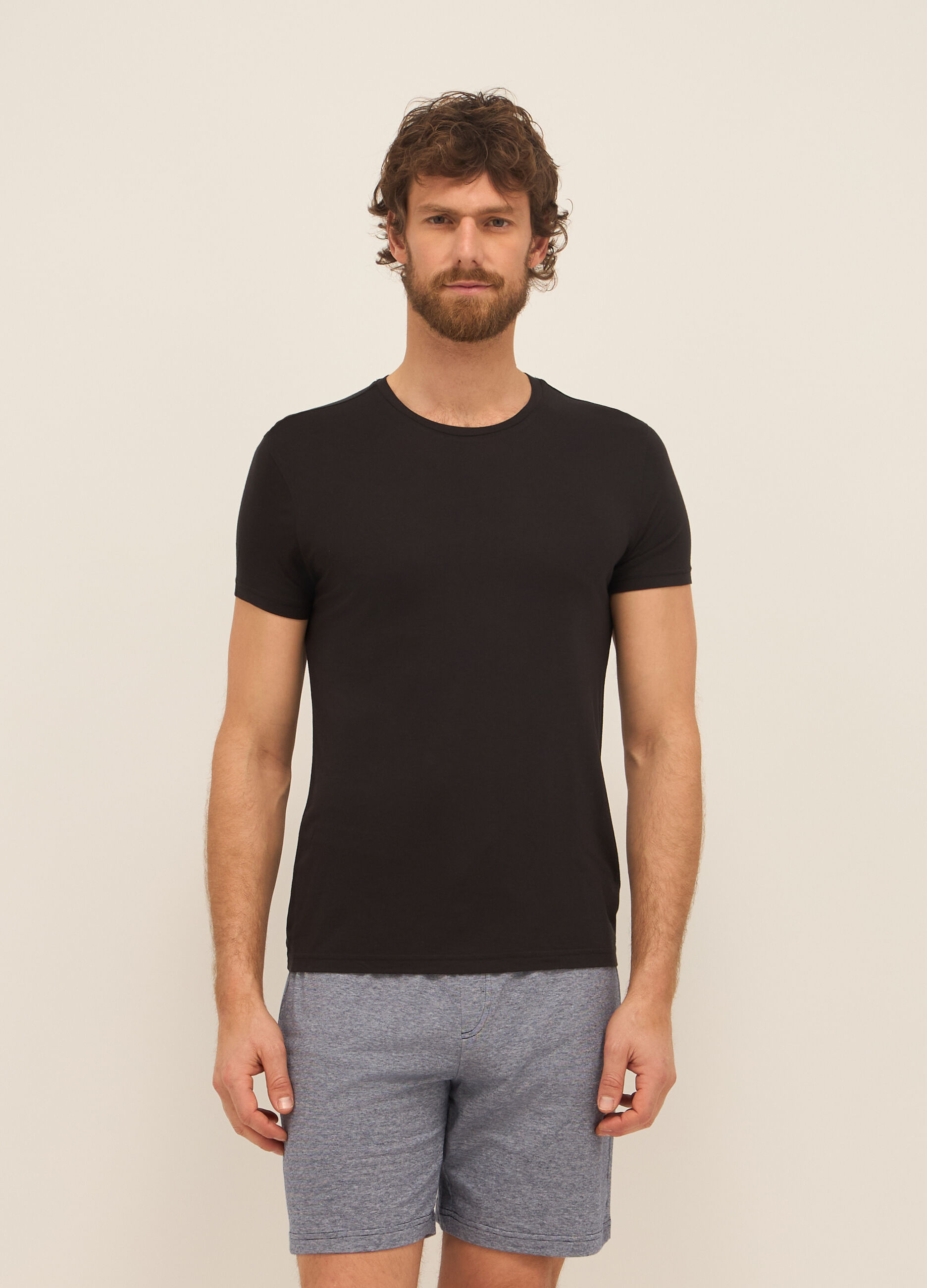 T-shirt girocollo in modal uomo_0