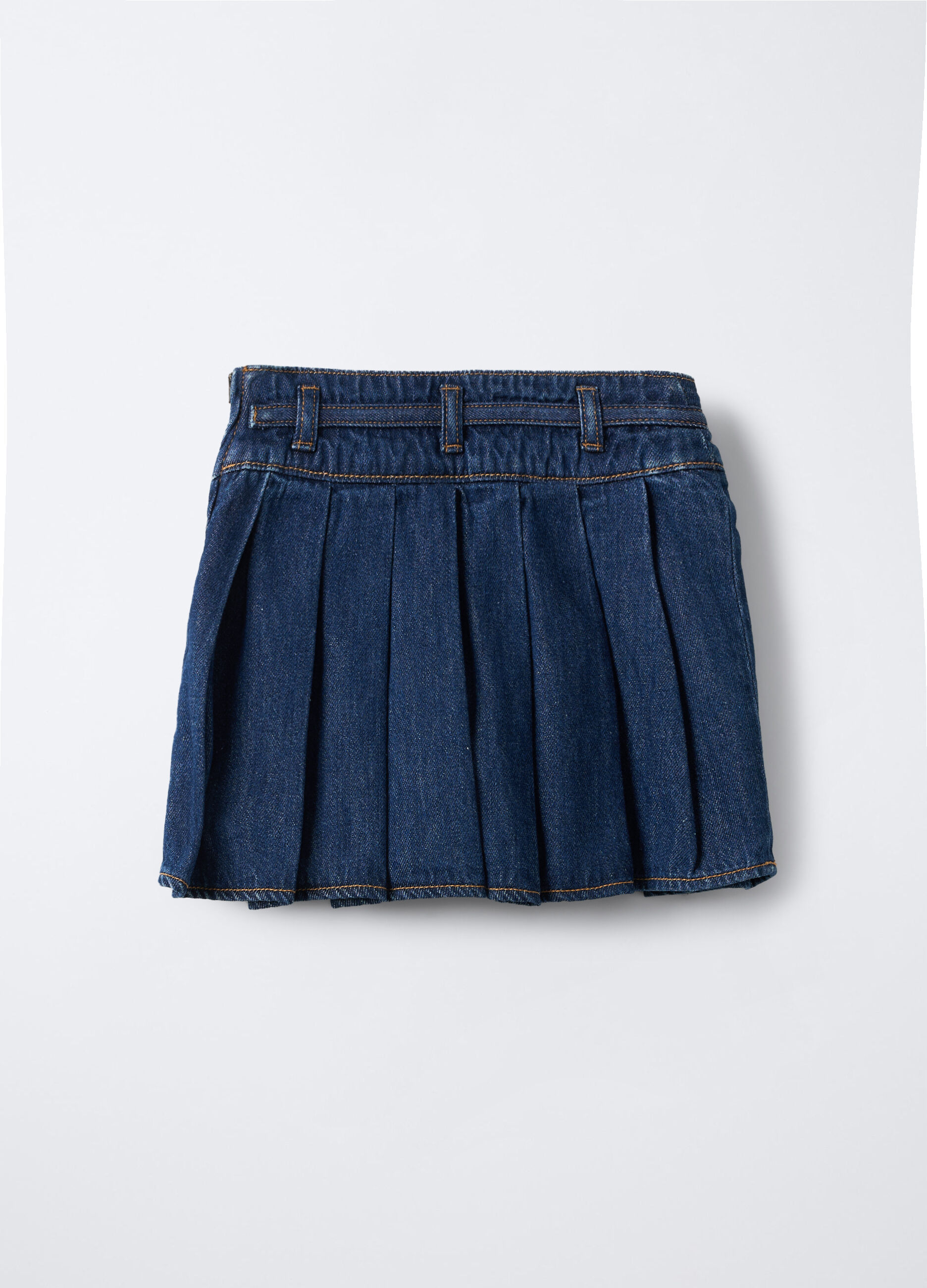 Minigonna plissettata in denim misto cotone bambina_1