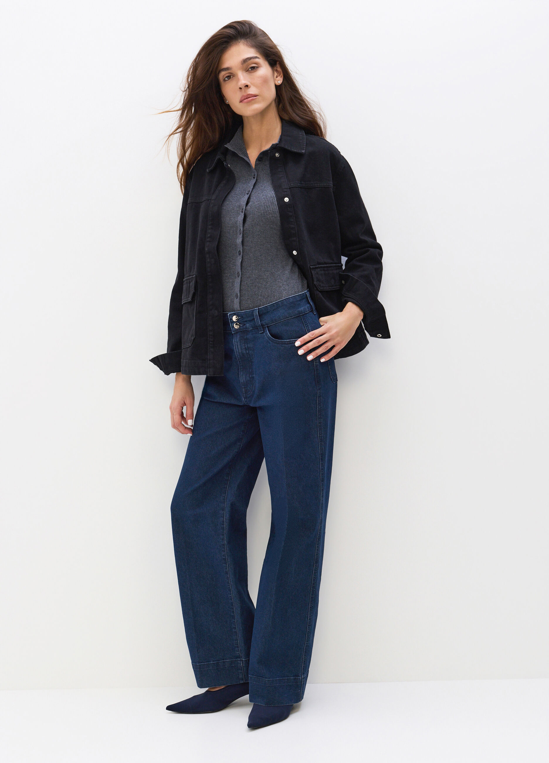 Pantaloni Straight Fit misto cotone stretch donna_0