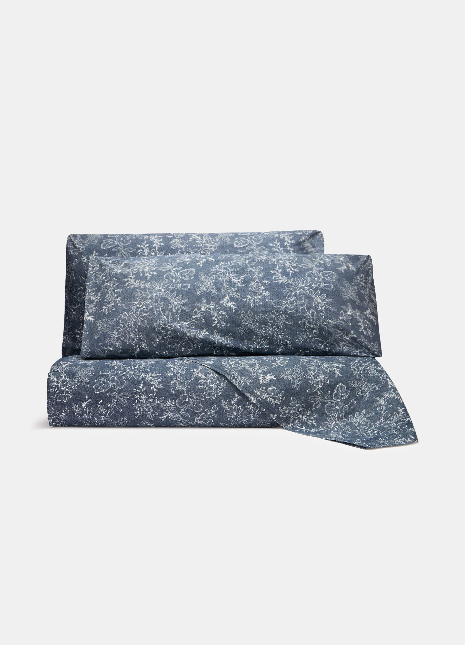 Lenzuolo a 2 piazze in cotone effetto denim_0