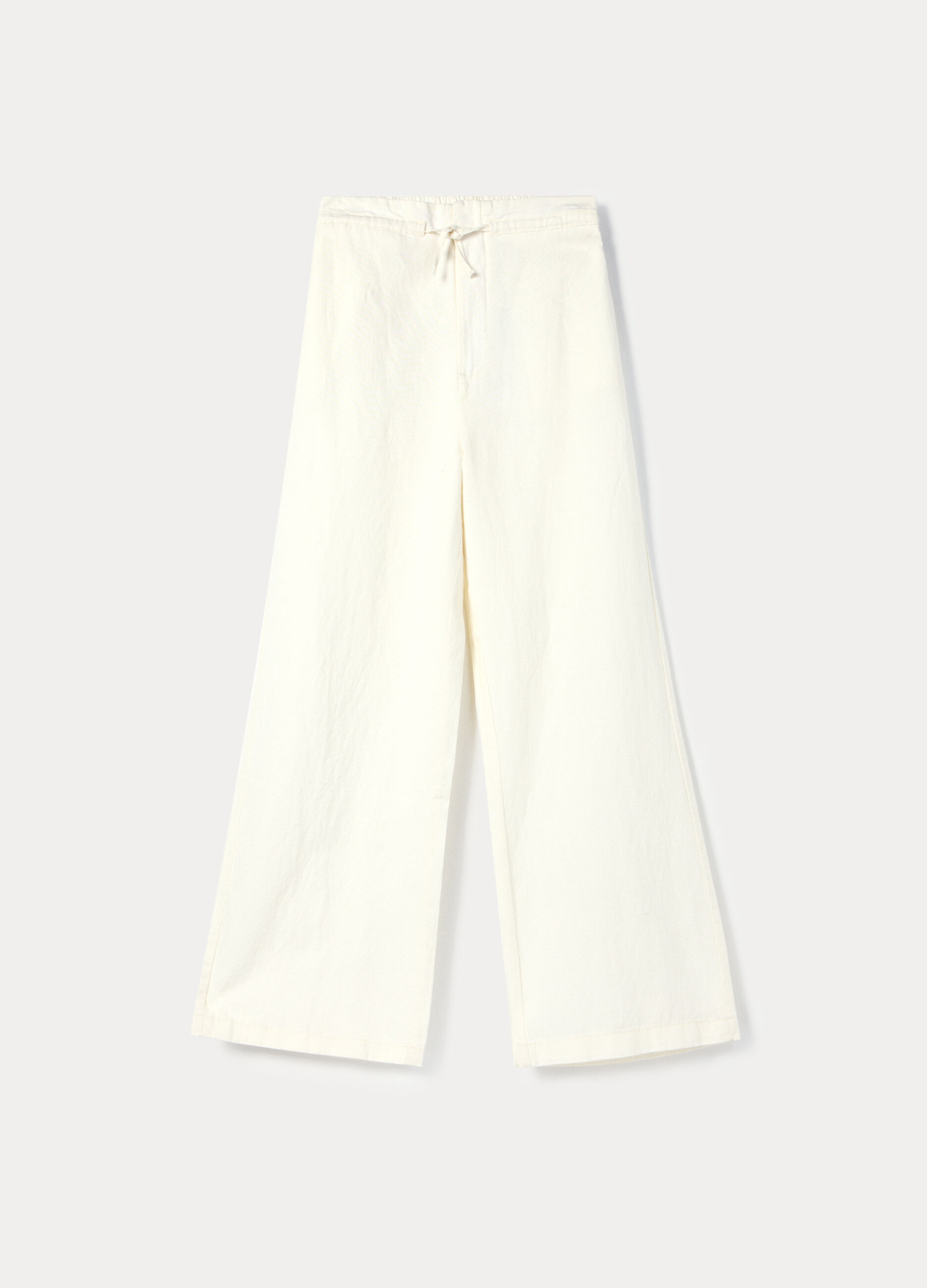 Pantaloni wide leg misto lino ragazza_0