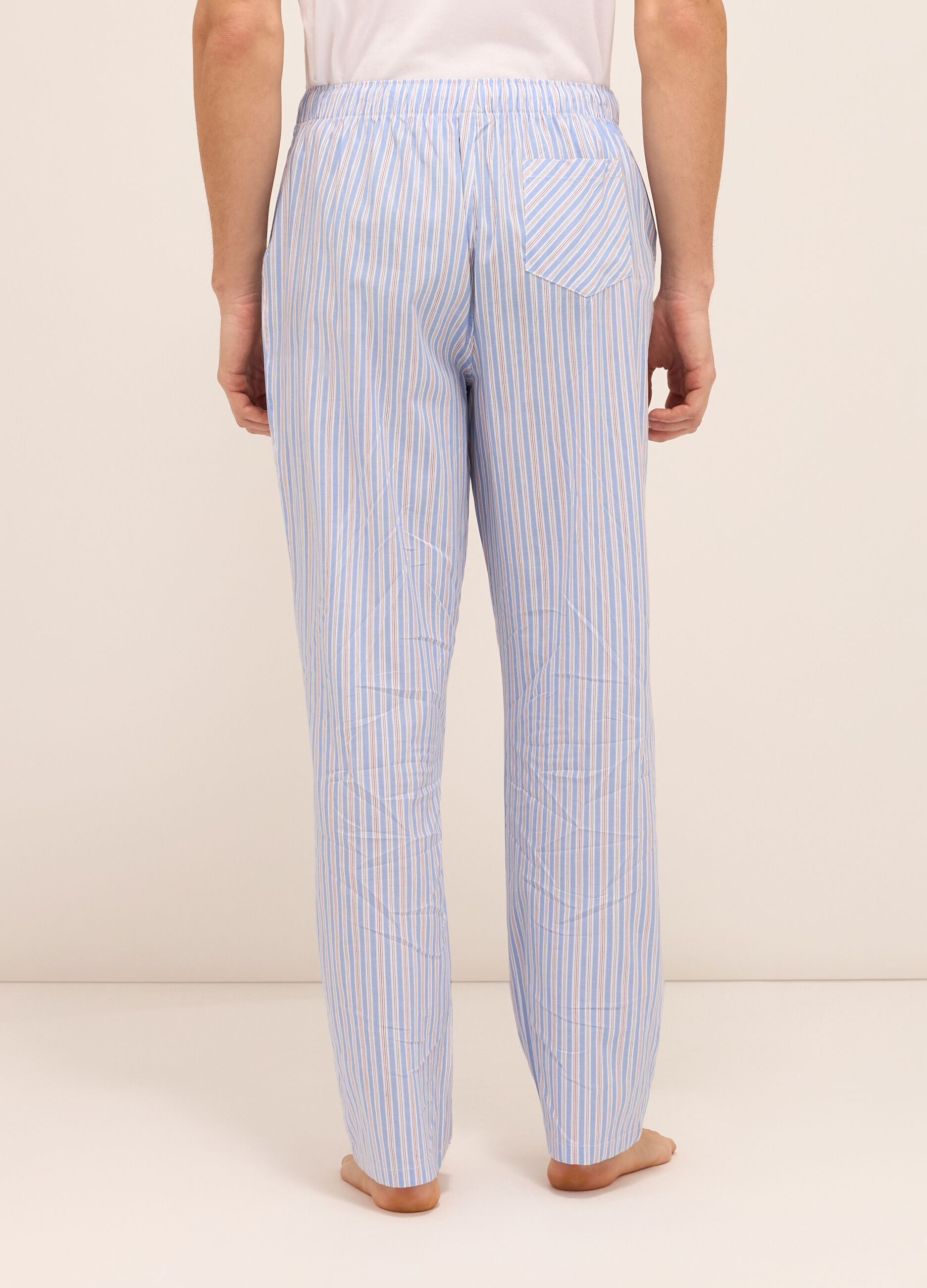 Pantaloni del pigiama in tela di cotone a righe uomo_2