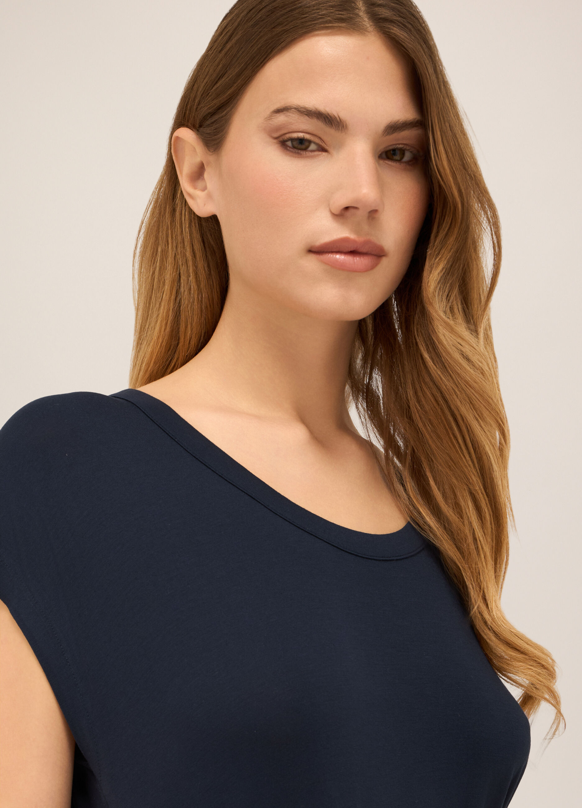 T-shirt in jersey di viscosa stretch donna_2