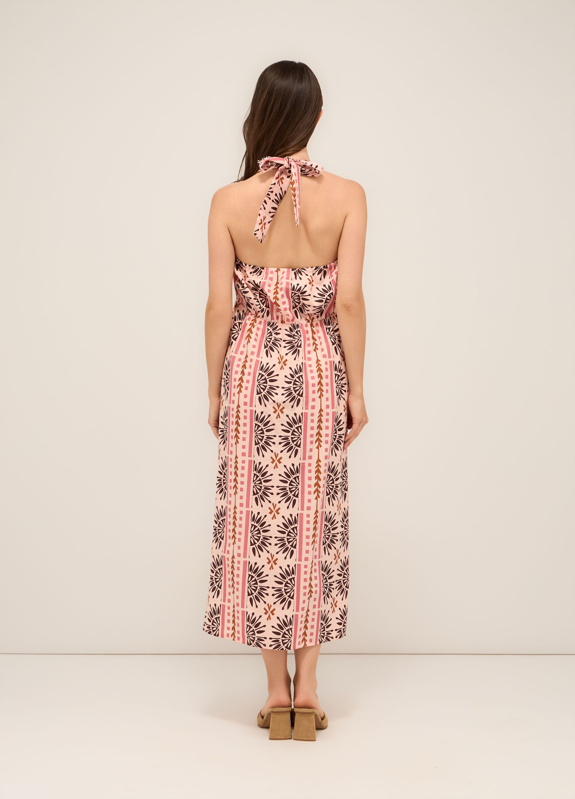Abito lungo in misto lino donna_1