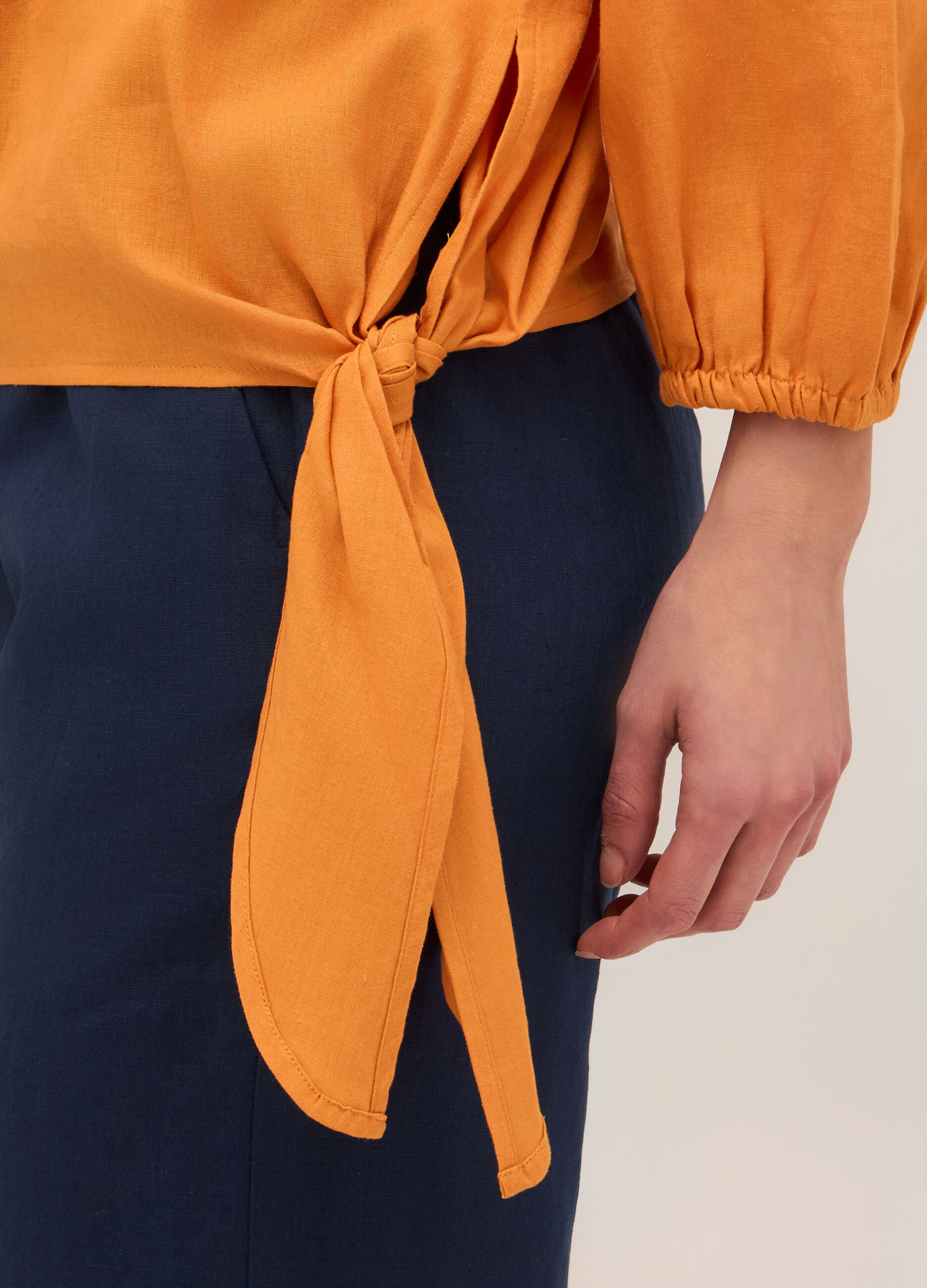 Blusa in misto lino donna_2