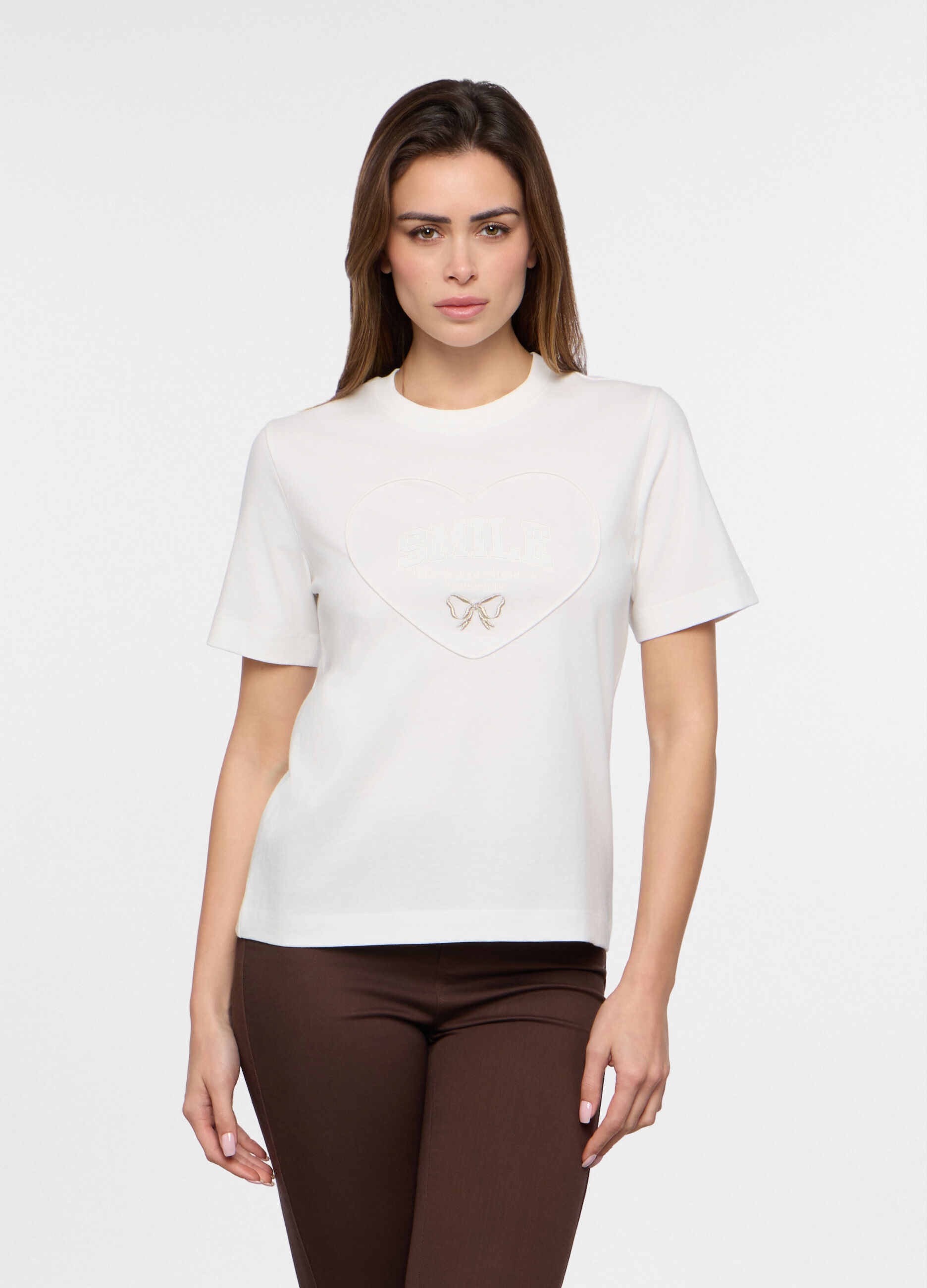 T-shirt in jersey di puro cotone donna_0