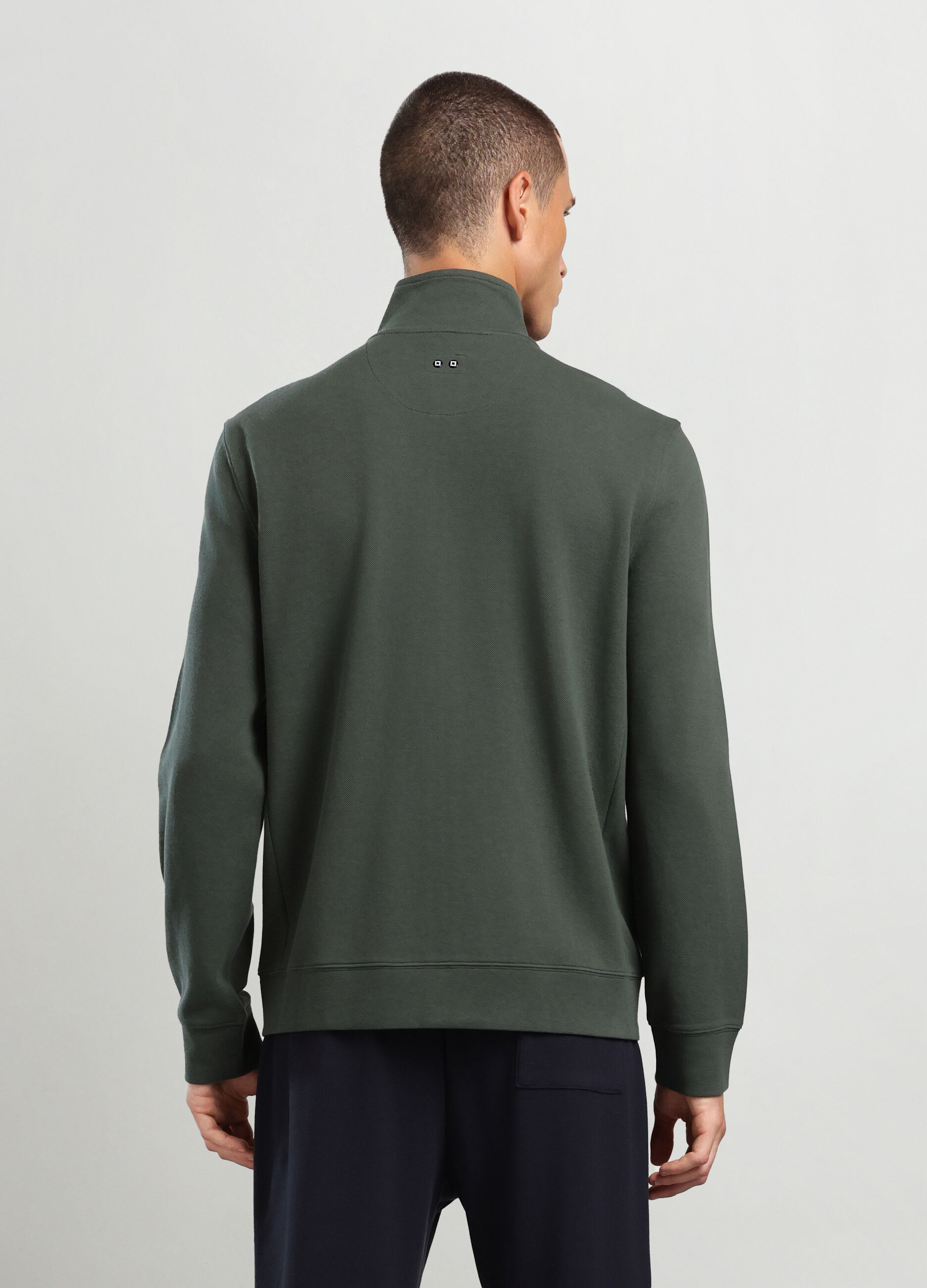 Felpa lupetto in piquet di cotone uomo_1