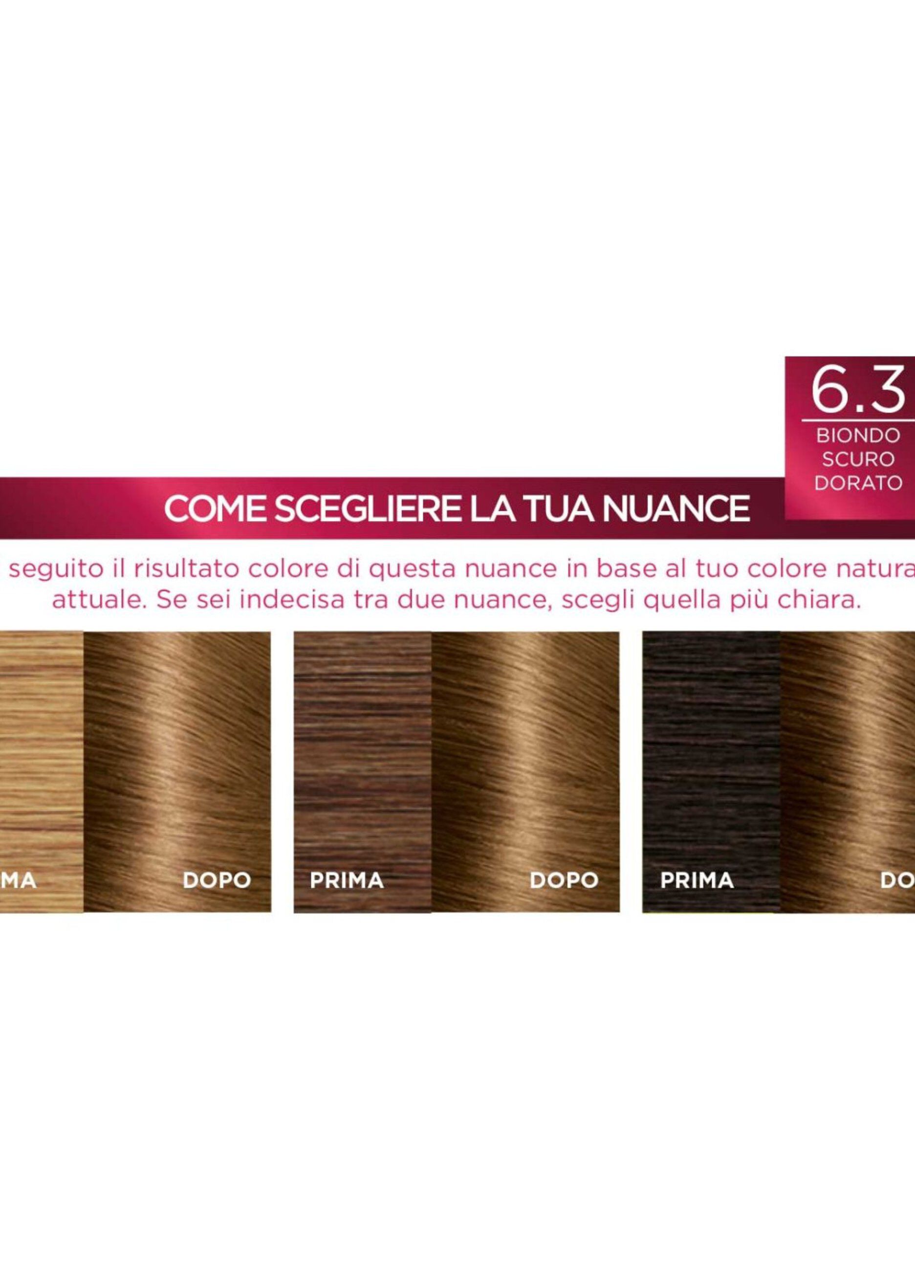 L'Oréal Paris Tinta Capelli Excellence, Copre i capelli bianchi, colore ricco, luminoso e a lunga durata, 6.3 Biondo Scuro Dorato._4