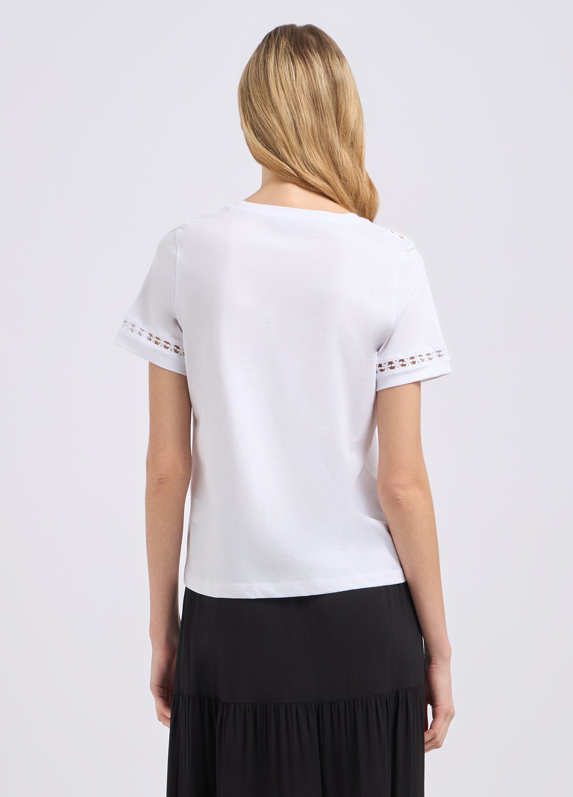 T-shirt in puro cotone con lavorazione donna_1
