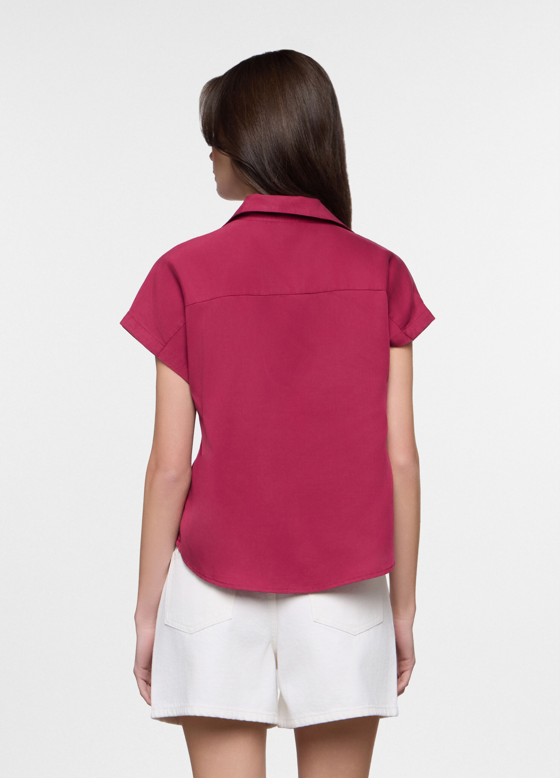 Blusa fit regular in twill di pura lyocell donna_1