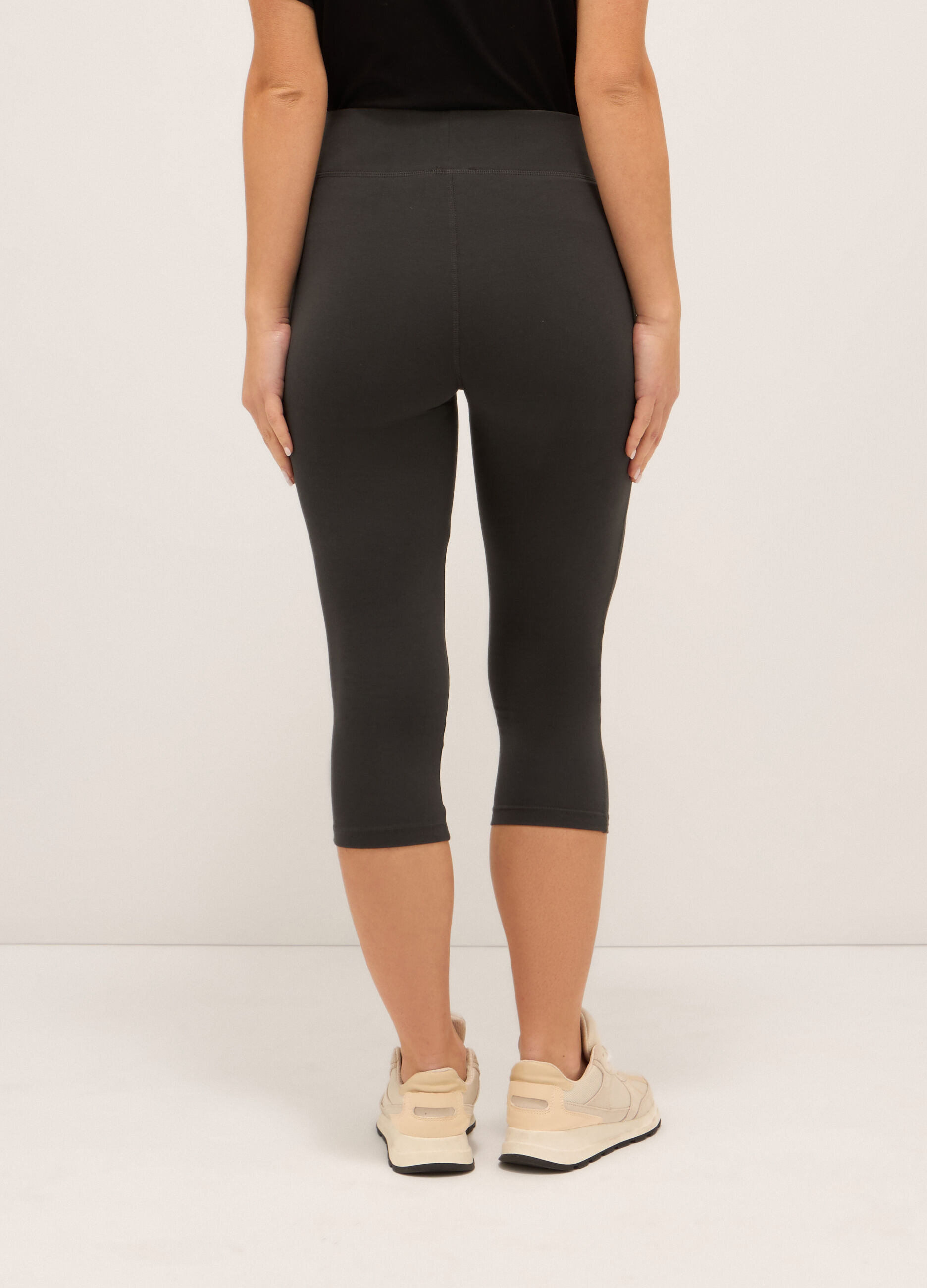 Leggings capri in jersey di cotone stretch donna_1