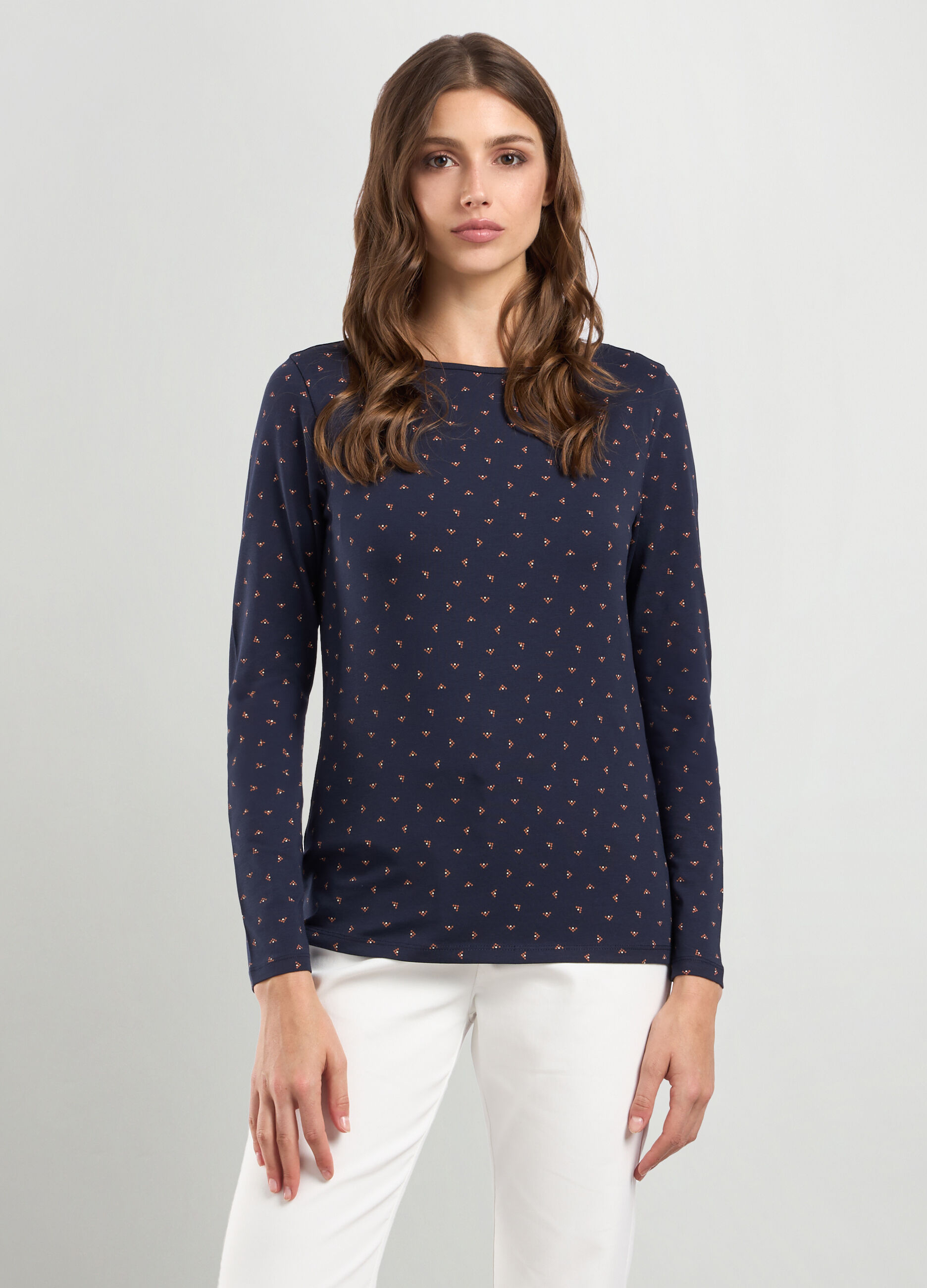 T-shirt in jersey di cotone stretch donna_0