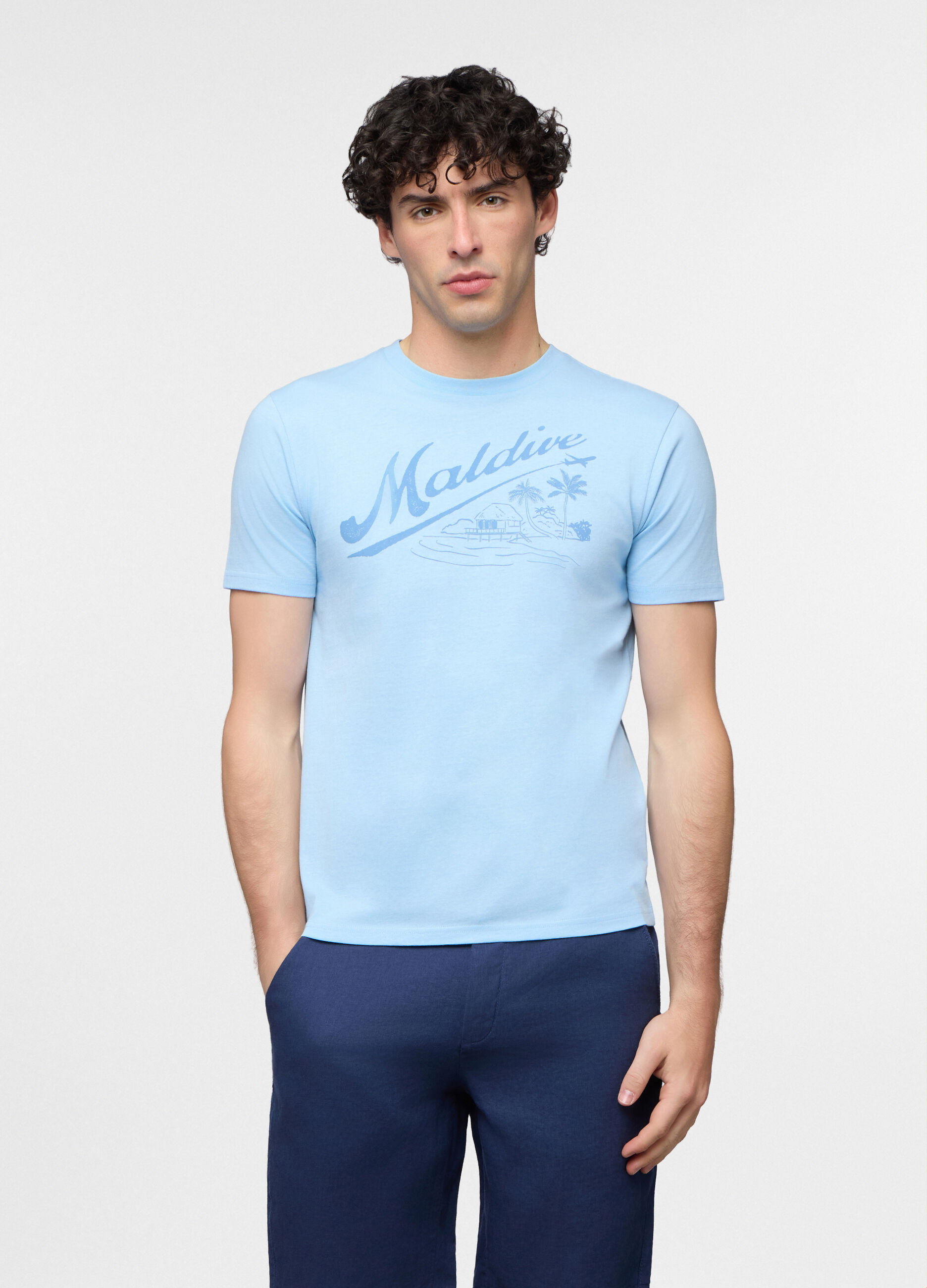 T-shirt in jersey di cotone con stampa uomo_0