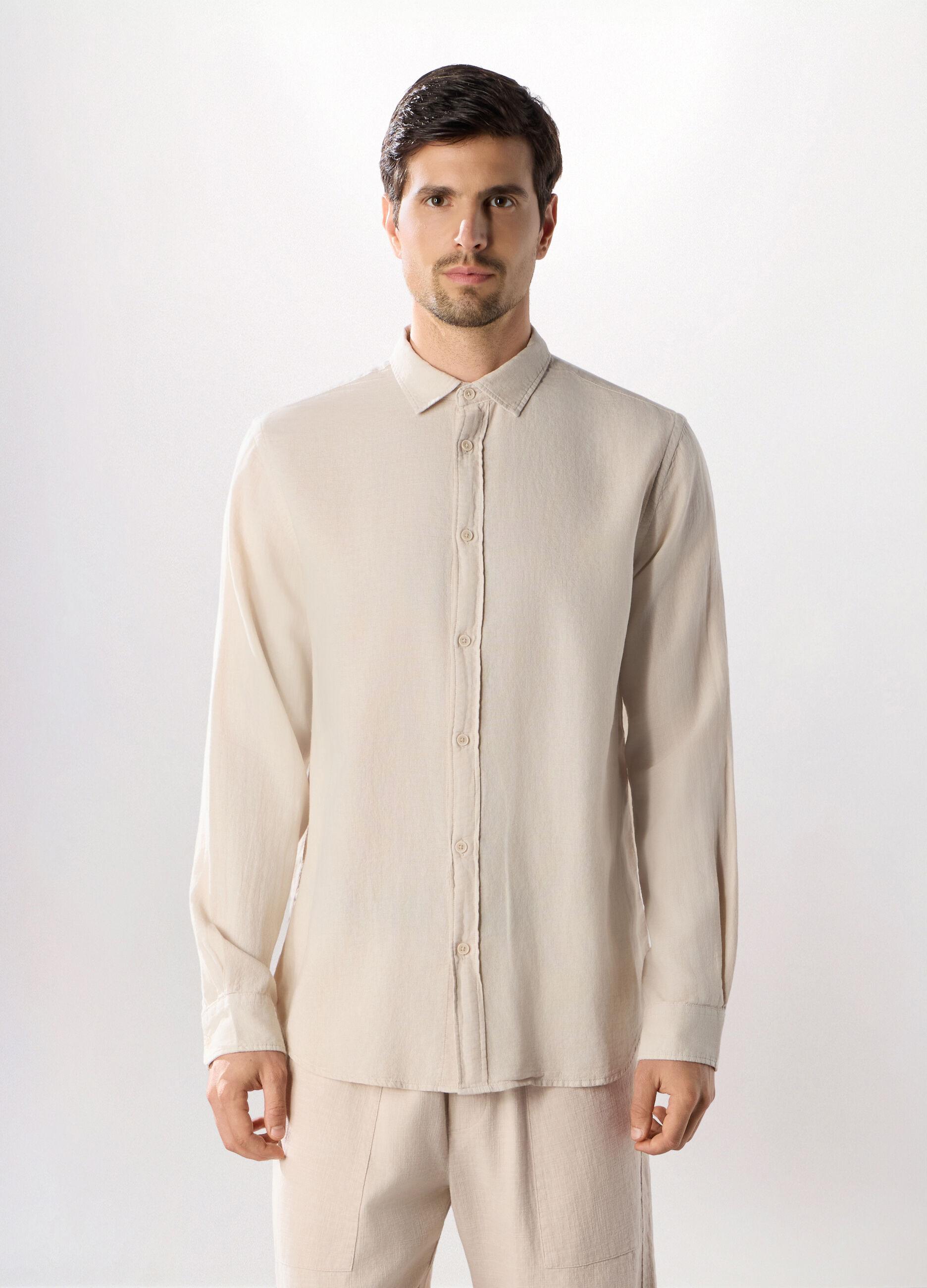 Camicia regular fit in puro cotone uomo