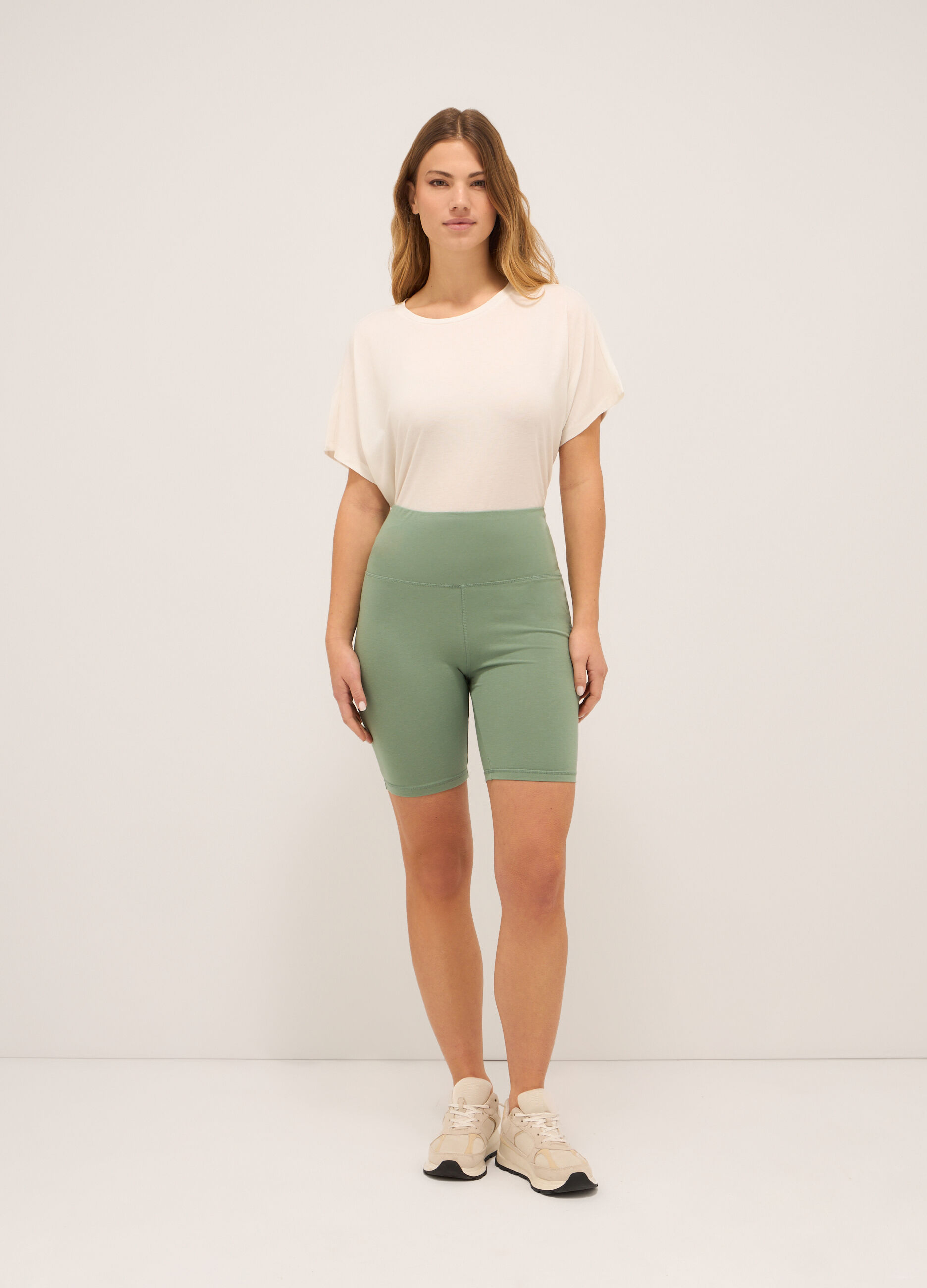Leggings ciclista in cotone stretch donna_0