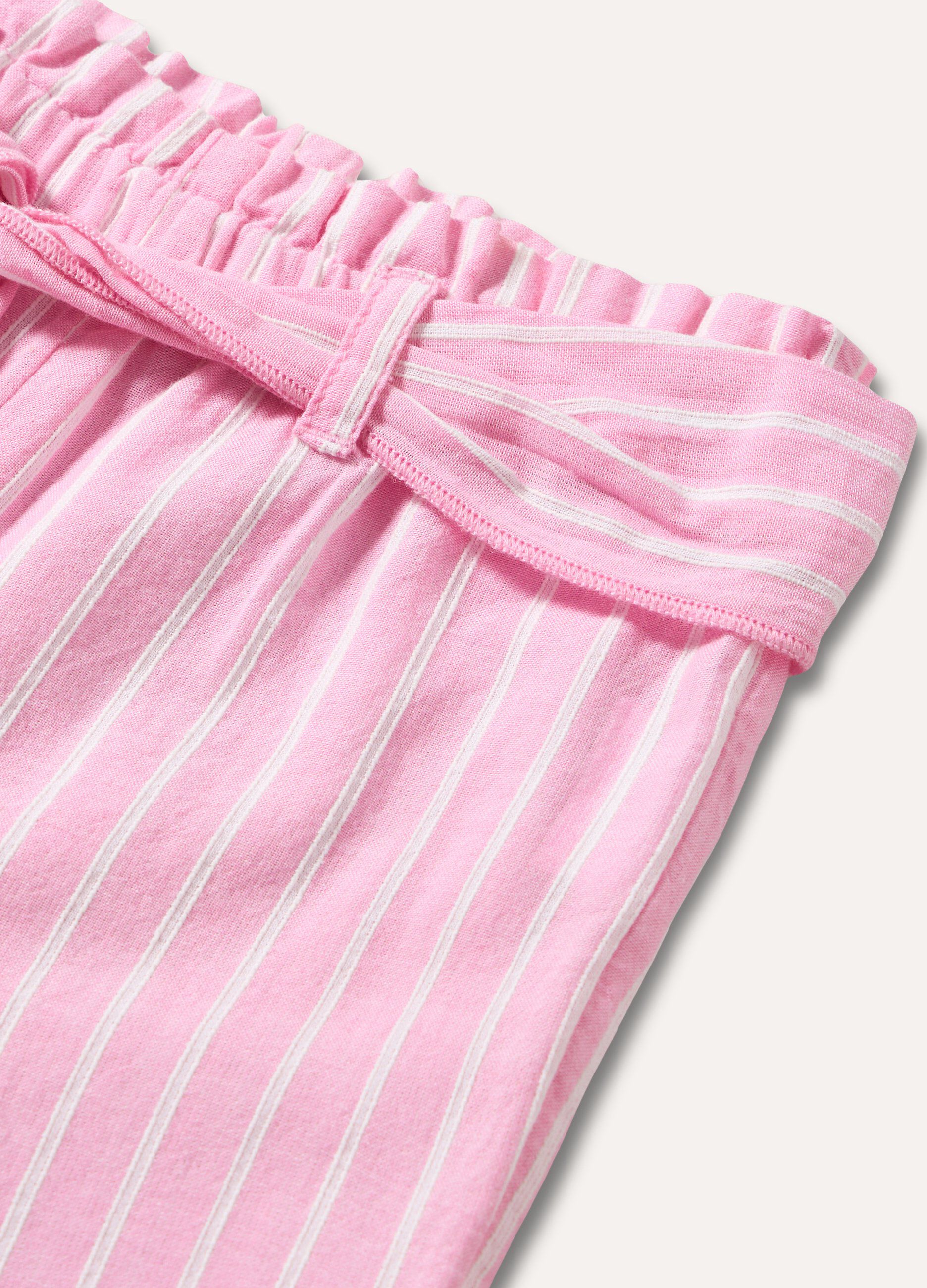 Pantaloni rigati in puro cotone neonata_1