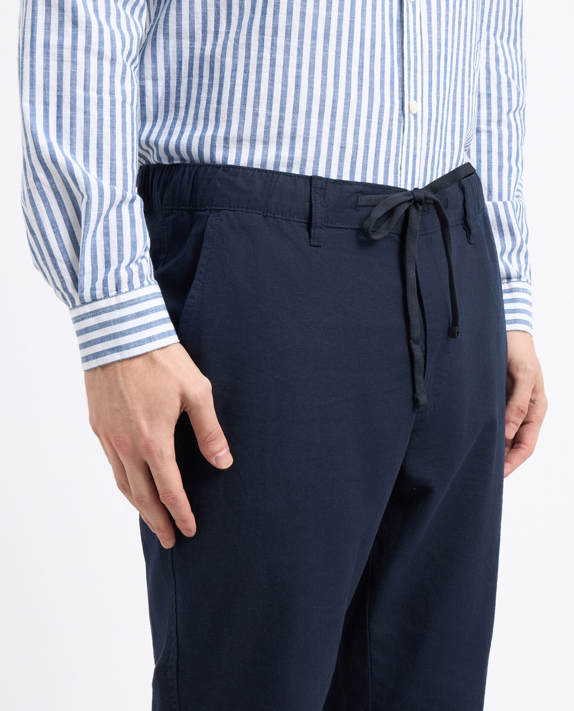 Pantaloni chino in misto lino uomo_2